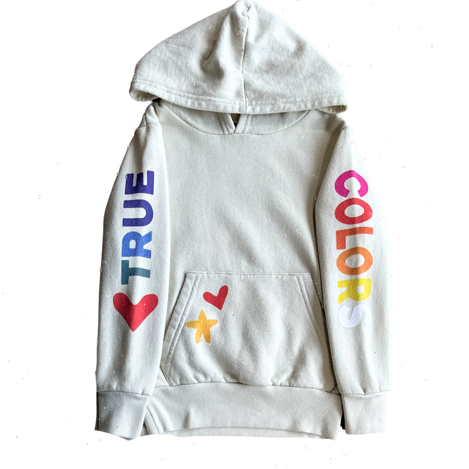 Rowdy Sprout Girls True Colors Hoodie Bone Girls Casual Tops Rowdy Sprout Ivory Y/XS (6X)