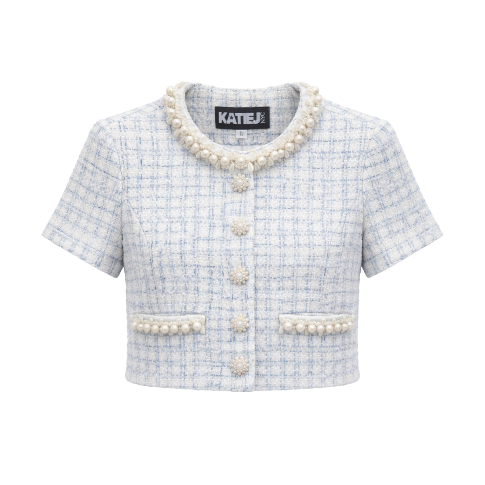 Katie J NYC Girls Blue Boucle Lenox Bolero Jacket