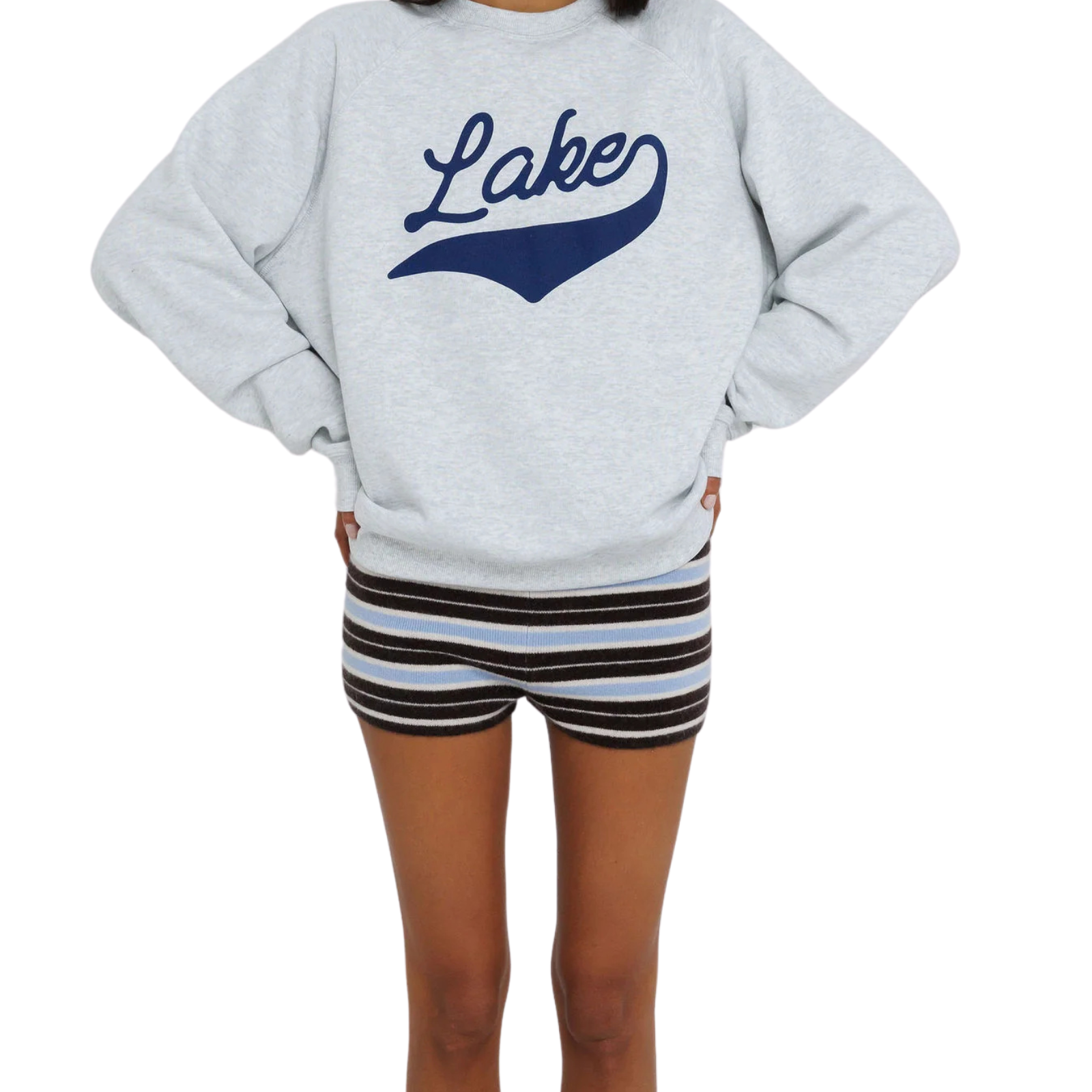 Sunny Somewhere Women Lake Crew Sweatshirt Womens Casual Tops Sunny Somewhere Heather Ash Juniors/Women XS