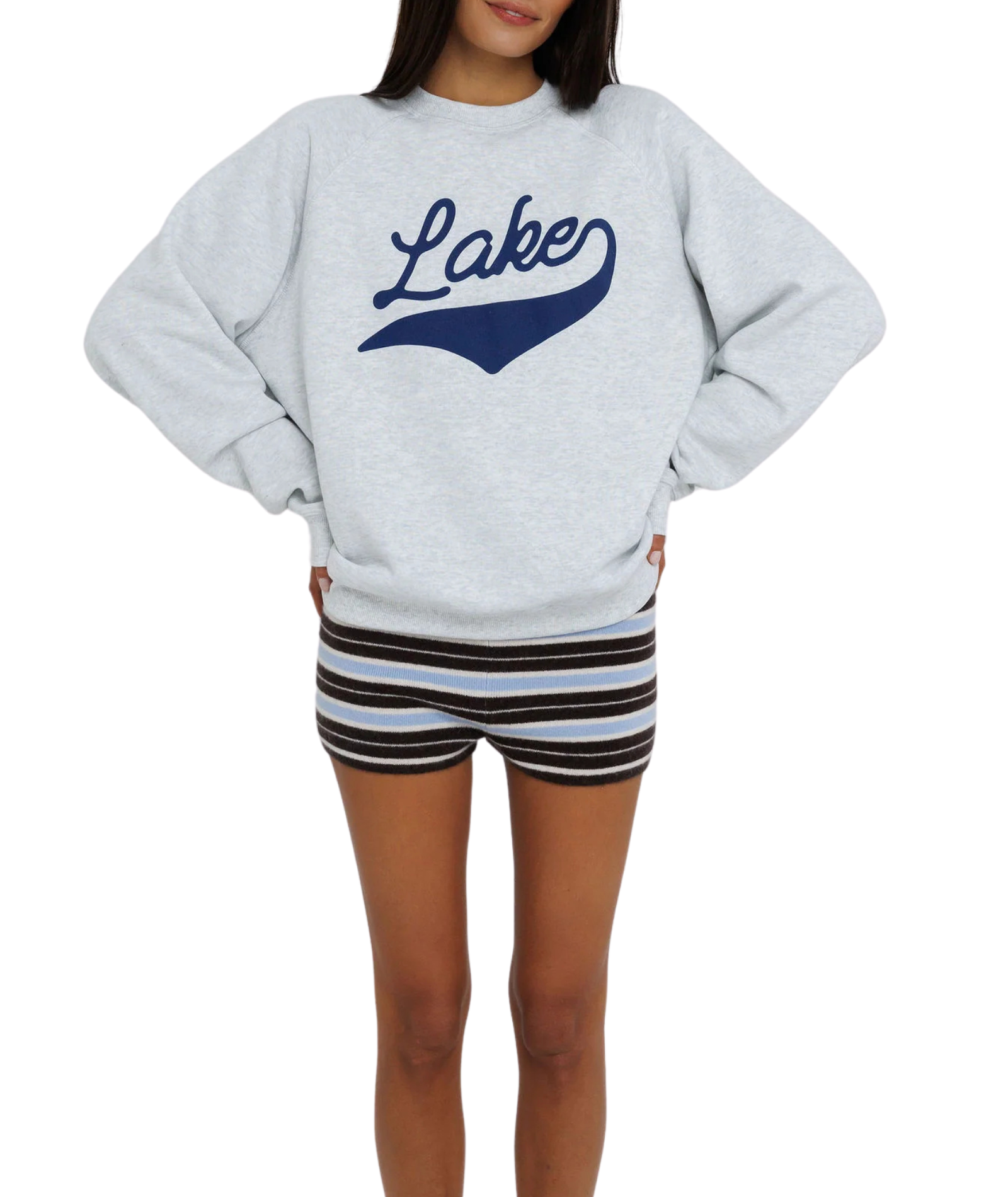 Sunny Somewhere Women Lake Crew Sweatshirt Womens Casual Tops Sunny Somewhere Heather Ash Juniors/Women XS