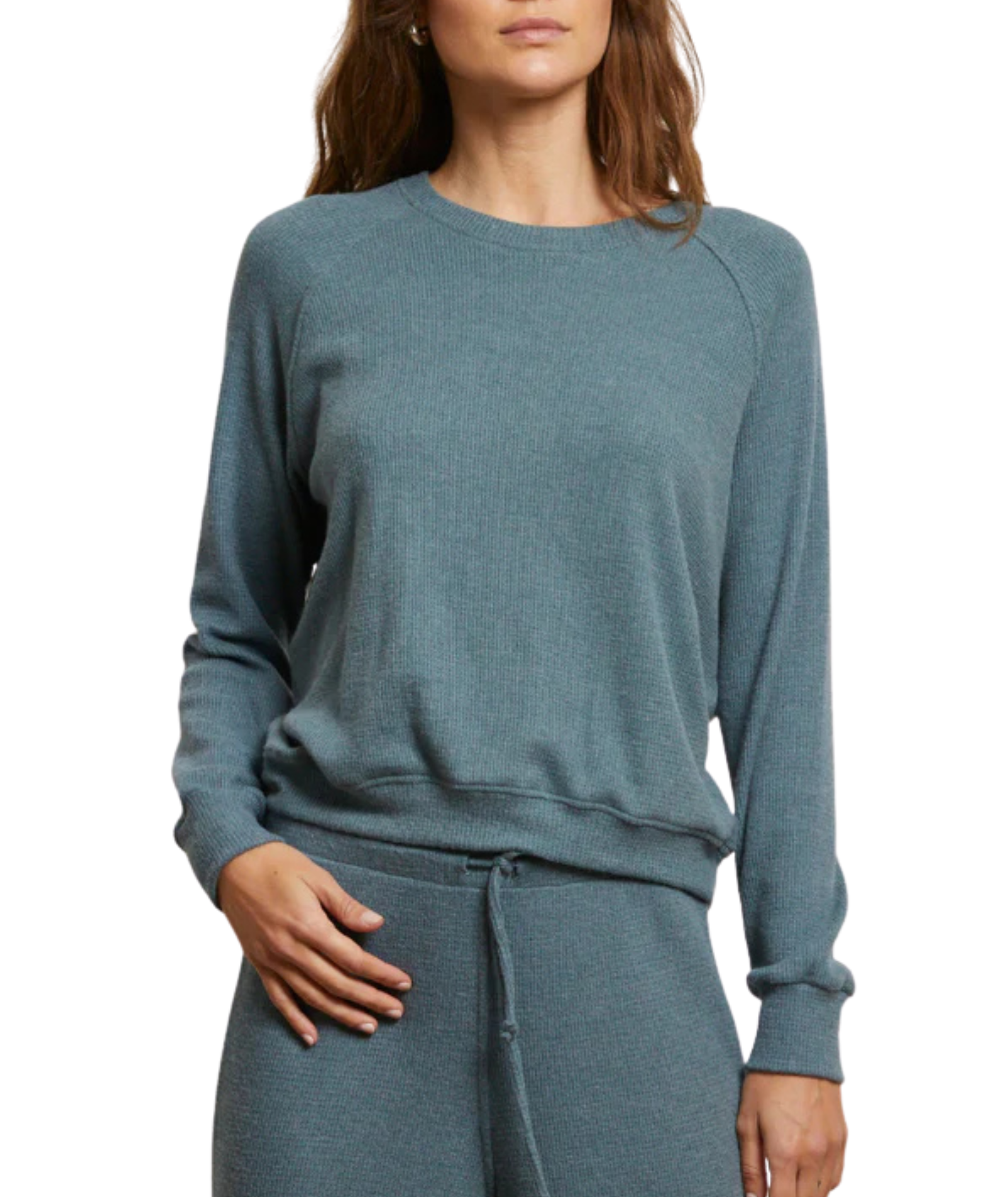 Perfect White Tee Women Cooper Brushed Waffle Crew Sweatshirt Womens Casual Tops Perfect White Tee Slate Juniors/Women XS