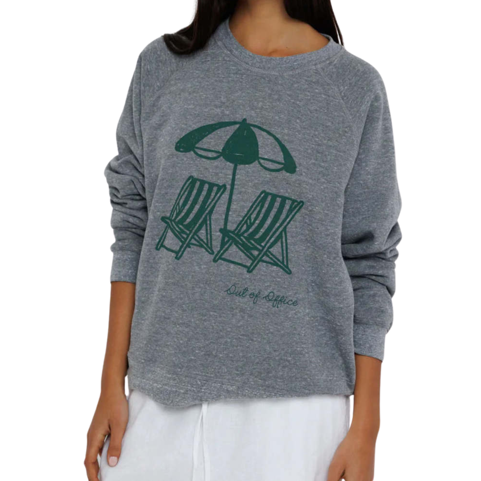 Sunny Somewhere Women Out of Office Sweatshirt Womens Casual Tops Sunny Somewhere Heather Grey Juniors/Women XS