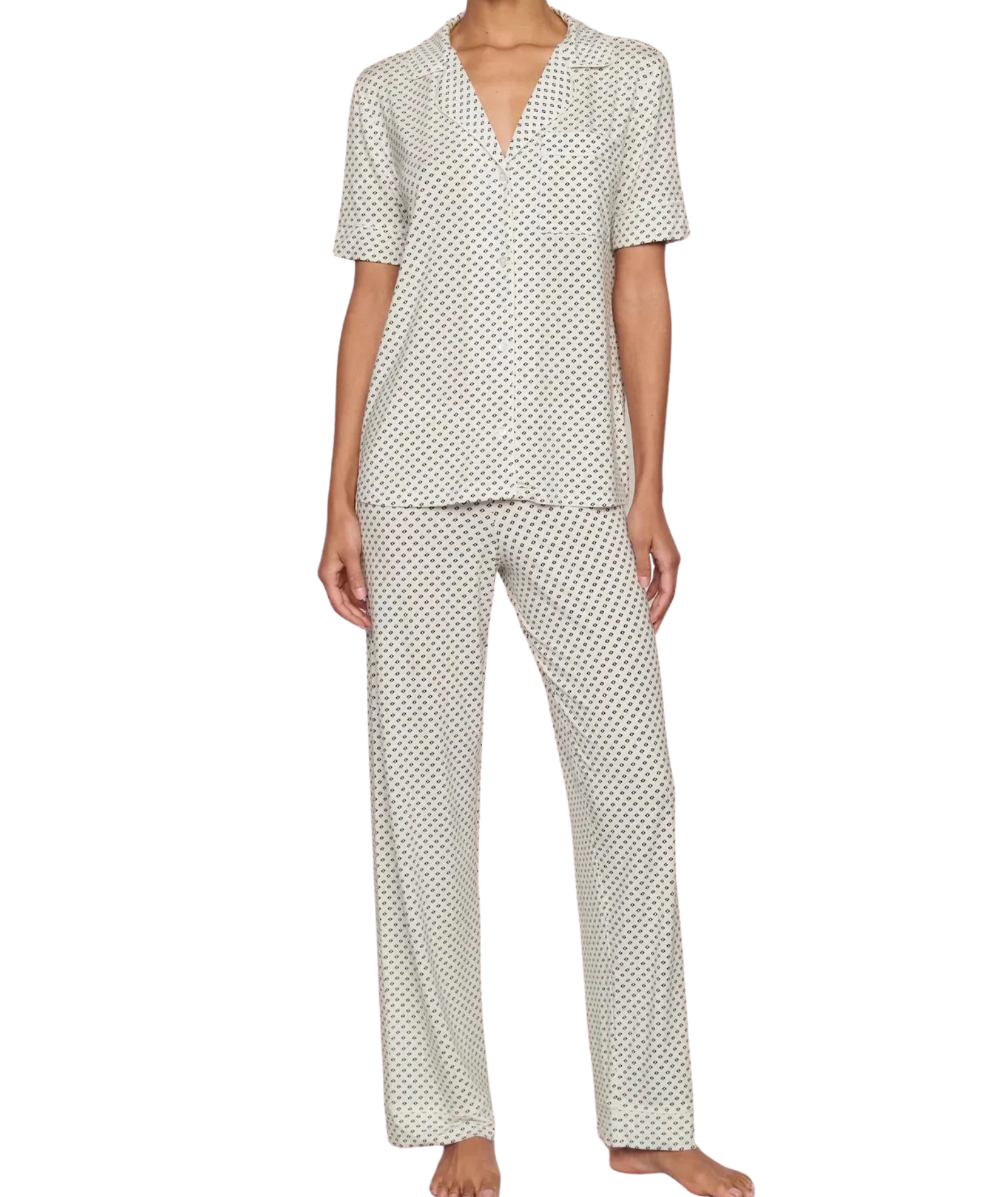 Eberjey Women Gisele Printed Short Sleeve Pants PJ Set Tide Dot Accessories Eberjey Ivory Juniors/Women XS