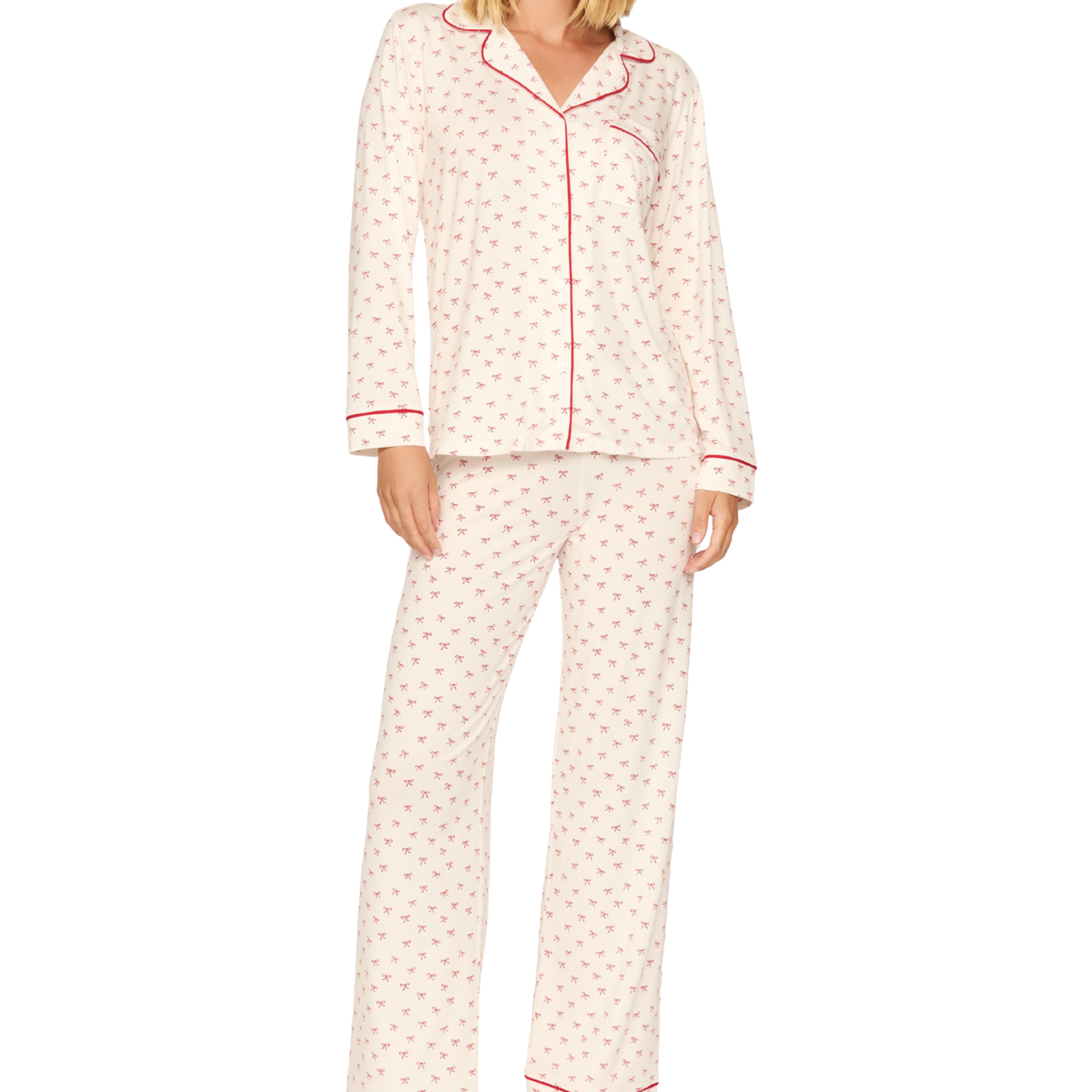 Eberjey Women Gisele Printed Long PJ Set Mini Bows