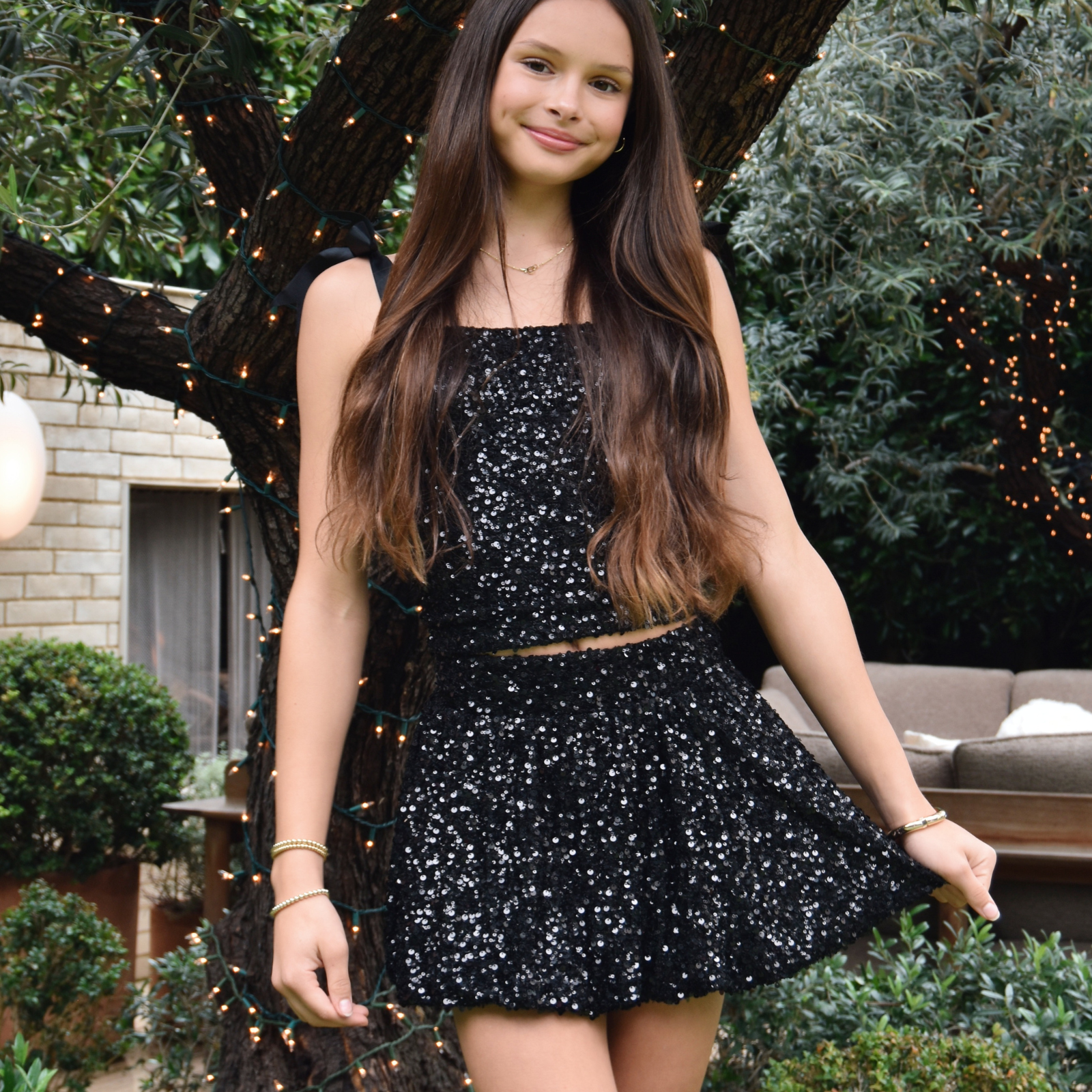 FBZ Girls Marlin Sequin Bubble Skirt Girls Special Bottoms FBZ Flowers By Zoe Black Y/S (7/8)