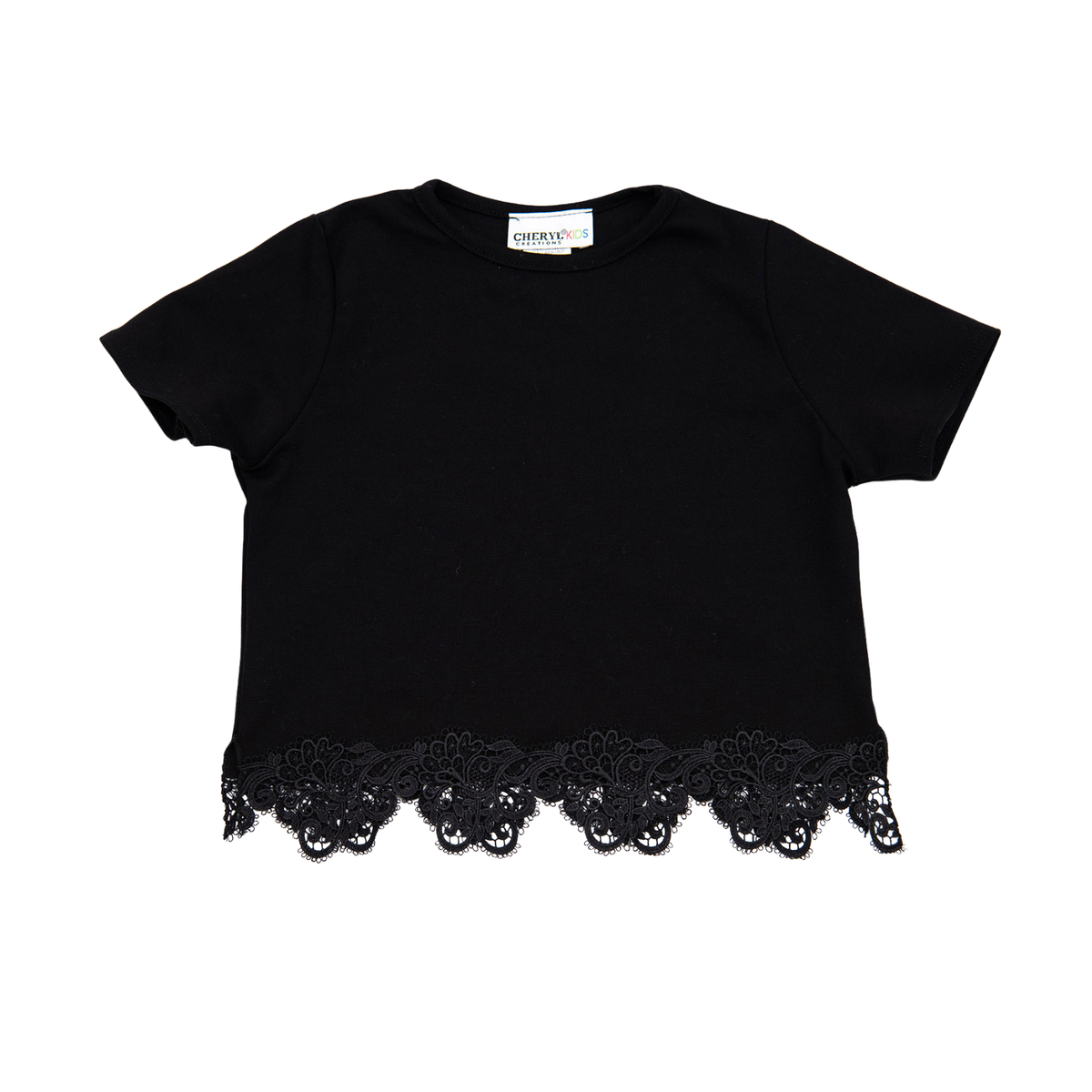 Cheryl Creations Girls Miley Lace Bottom Top Girls Casual Tops Cheryl Creations Black Y/S (7/8)