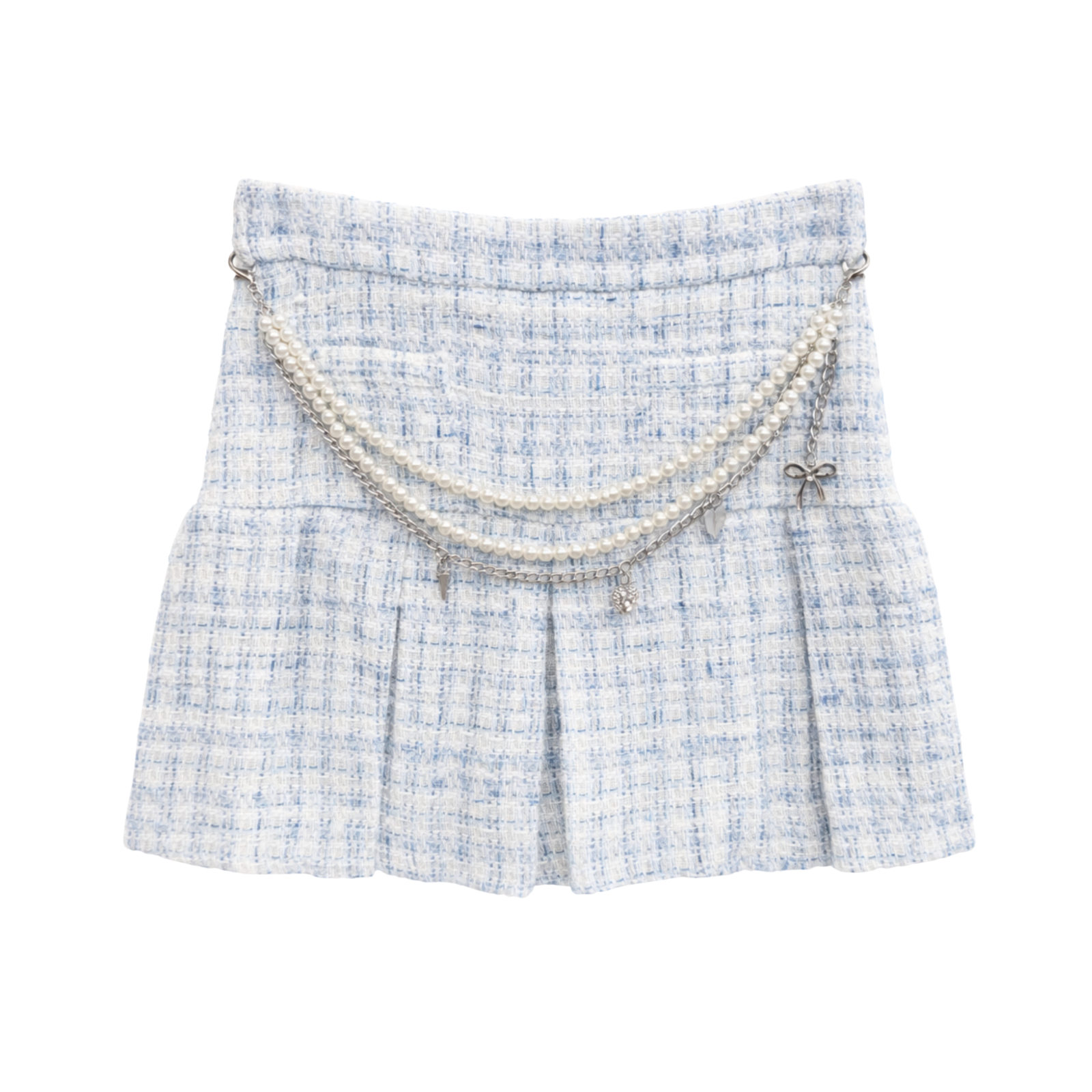 Katie J NYC Girls Blue Boucle Hattie Chain Skirt