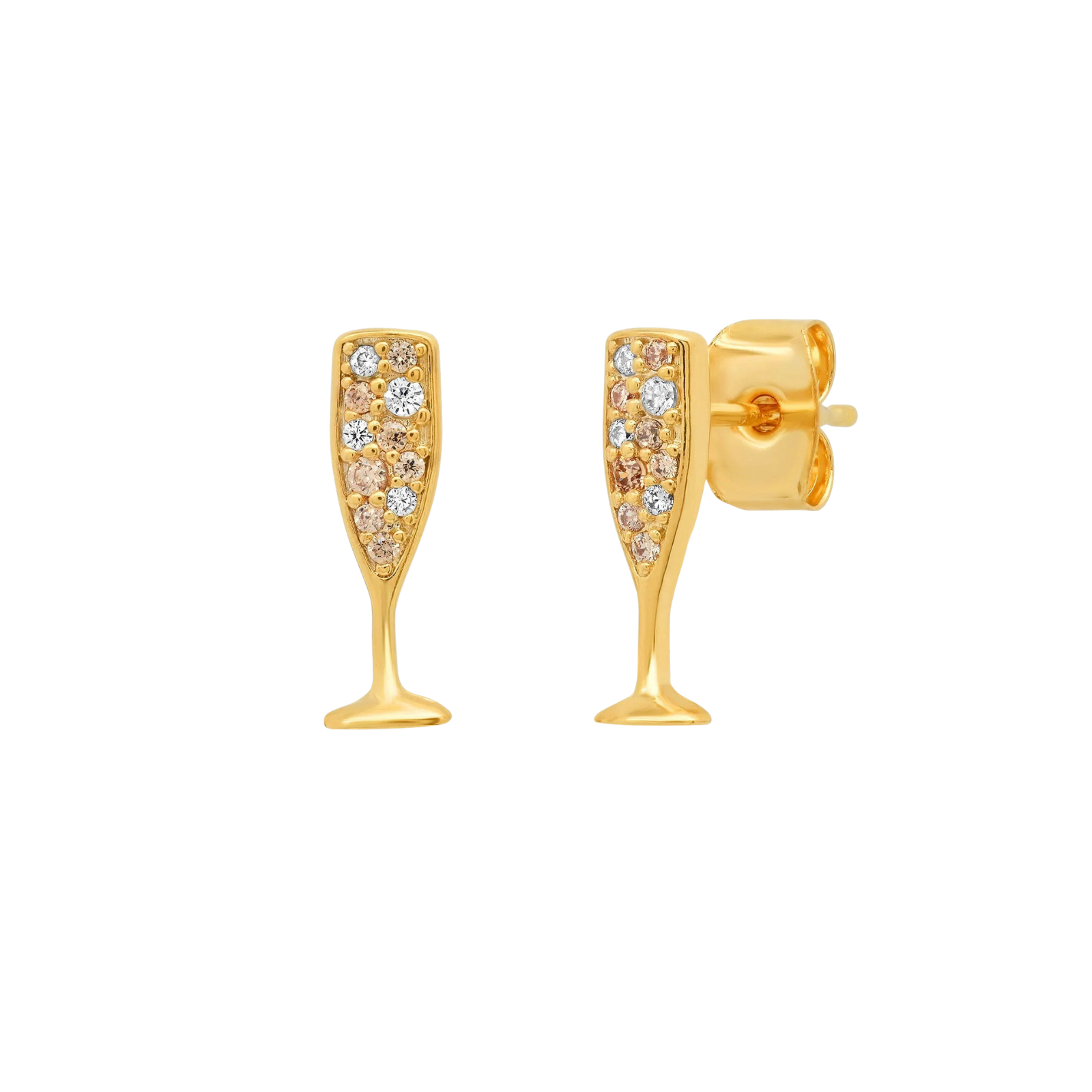 TAI Pave Champagne Glass Studs Jewelry - Trend TAI Gold