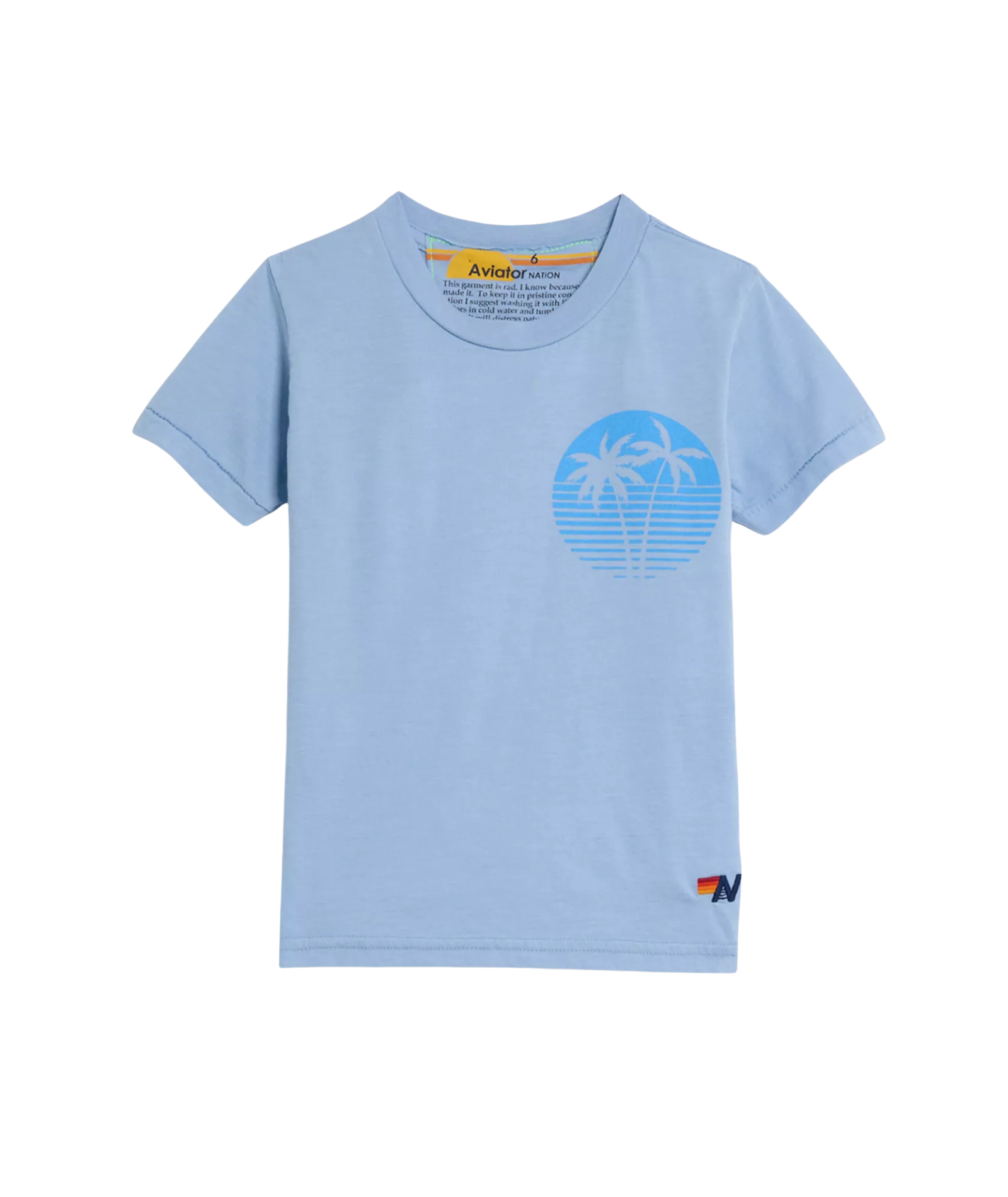 Aviator Nation Kids Circle Palm Tee Ice Girls Casual Tops Aviator Nation Light Blue Y/S (7/8)