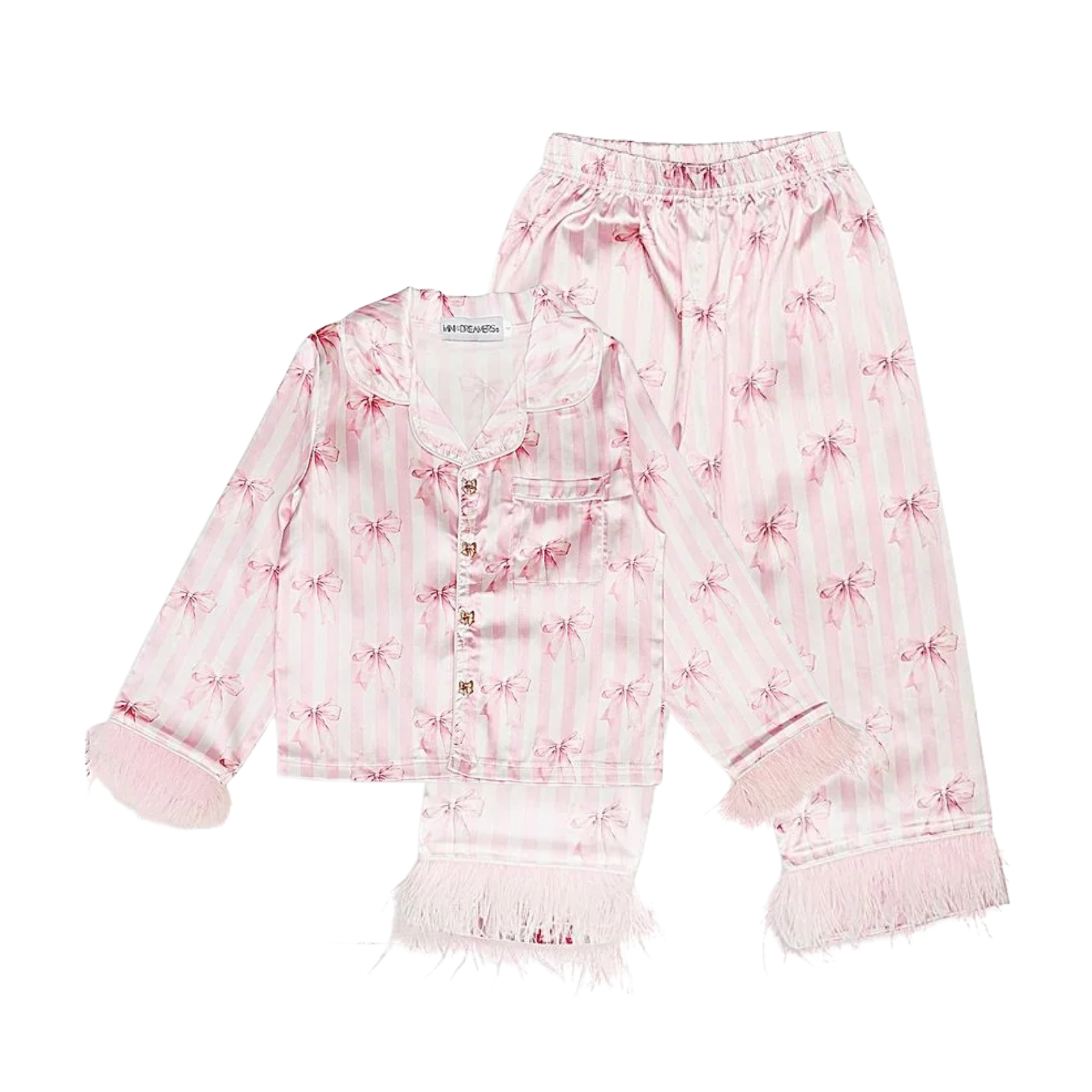 Mini Dreamers Girls Bows Feather Silky Set Accessories Mini Dreamers Pink Y/4