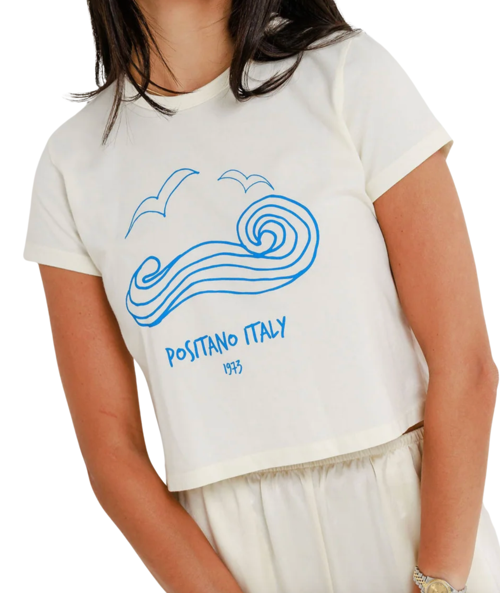 Sunny Somewhere Women Positano Italy Tiny Tee Womens Casual Tops Sunny Somewhere