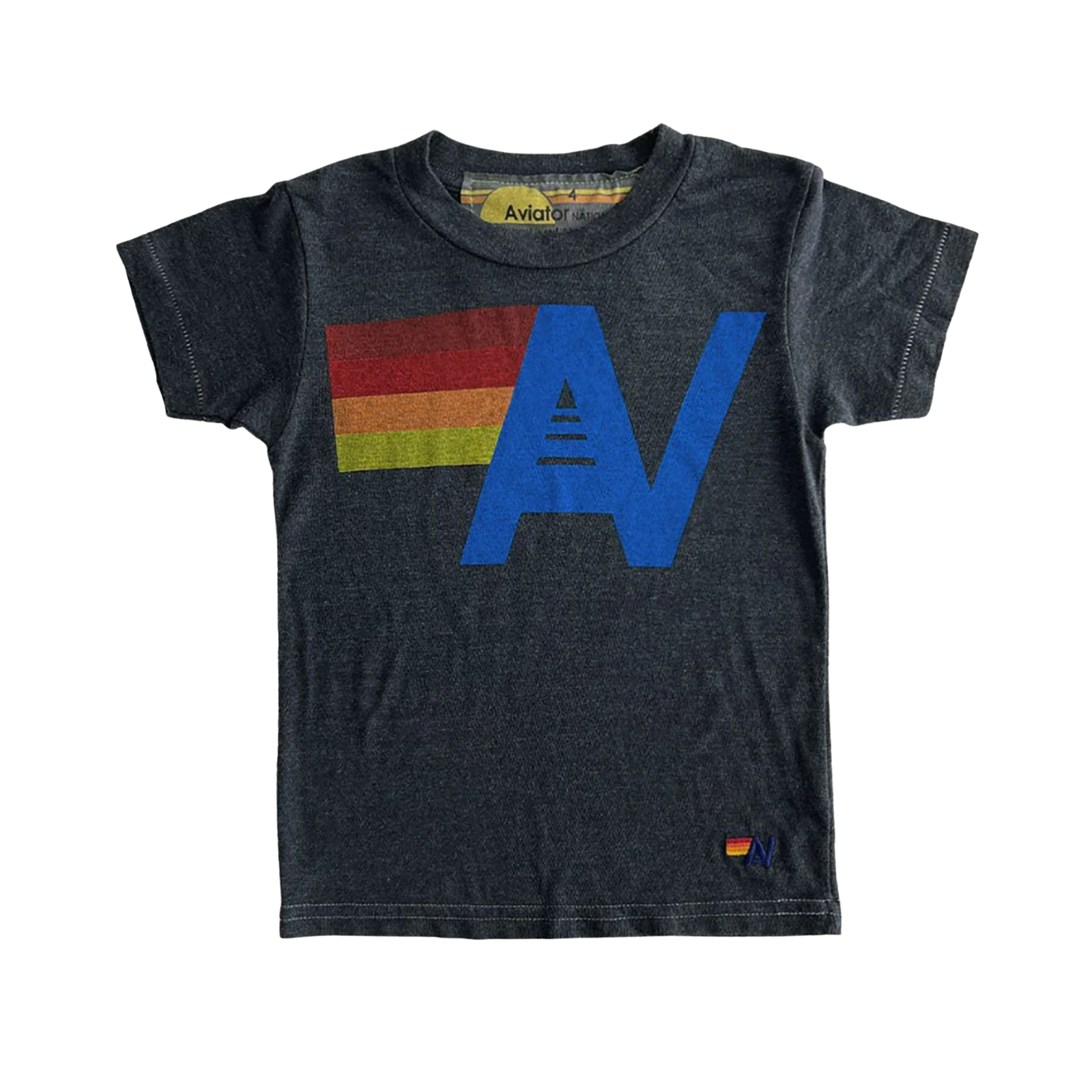 Aviator Nation Kids Logo Tee Girls Casual Tops Aviator Nation Charcoal Y/4
