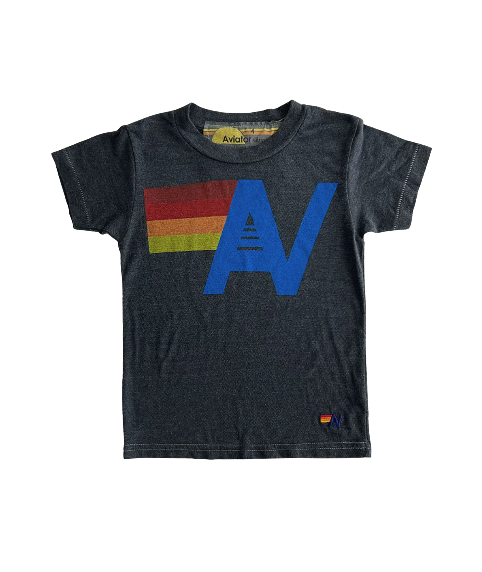 Aviator Nation Kids Logo Tee Girls Casual Tops Aviator Nation Charcoal Y/4