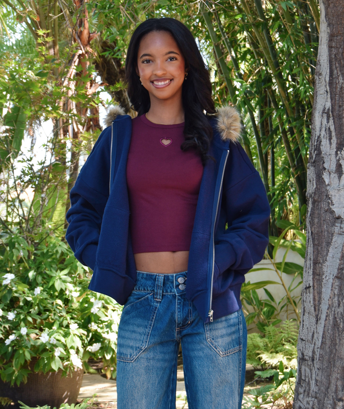 Katie J NYC Girls Adrianna Zip Up Fur Hoodie Girls Casual Tops Katie J NYC