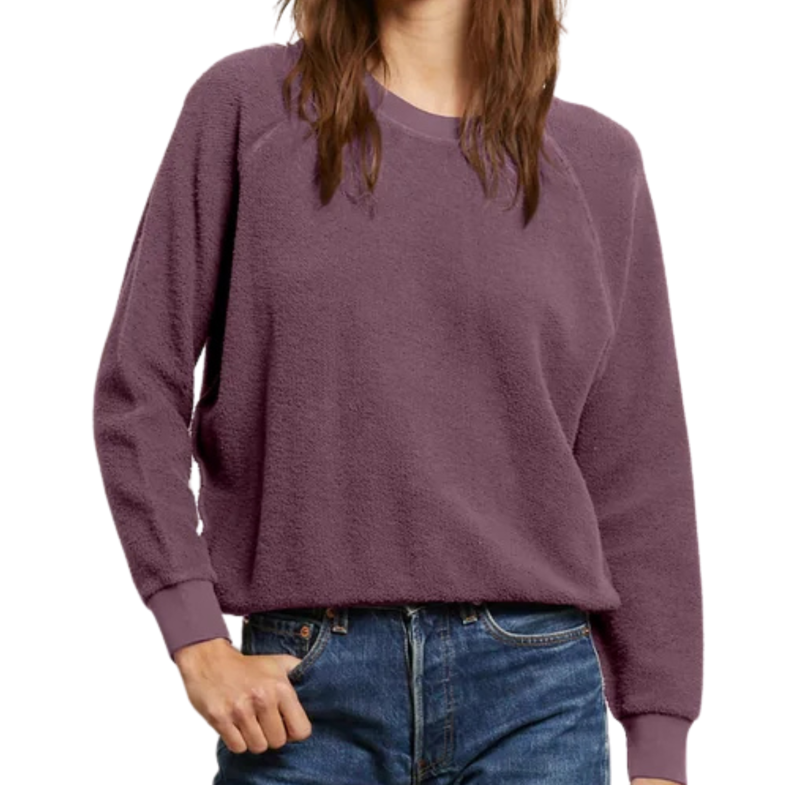 Perfect White Tee Women Ziggy Inside Out Fleece Sweatshirt 2 Distressed/seasonal womens Perfect White Tee Plum Juniors/Women XS