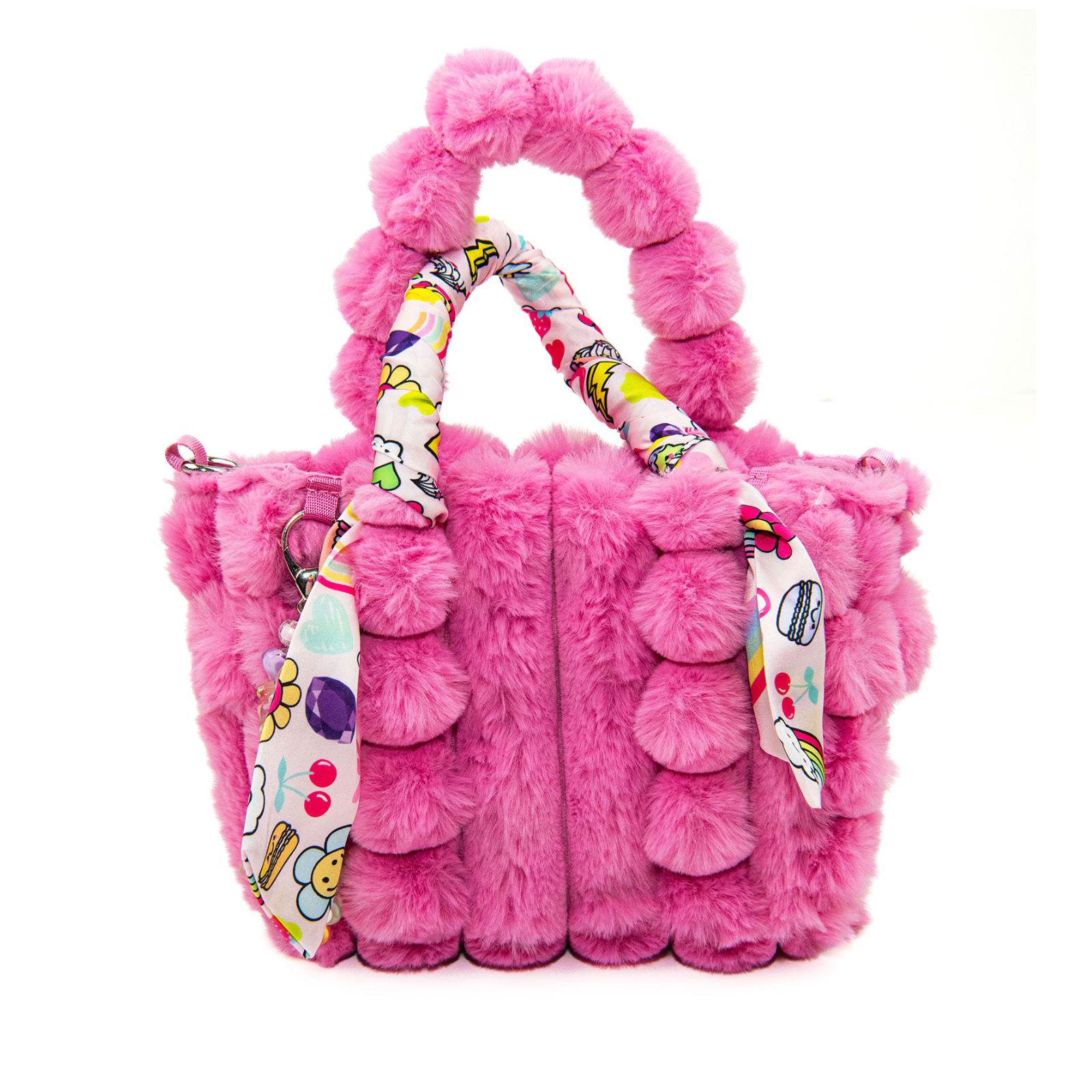 Bari Lynn Lily Fur Charms Tote Bag Accessories Bari Lynn Pink