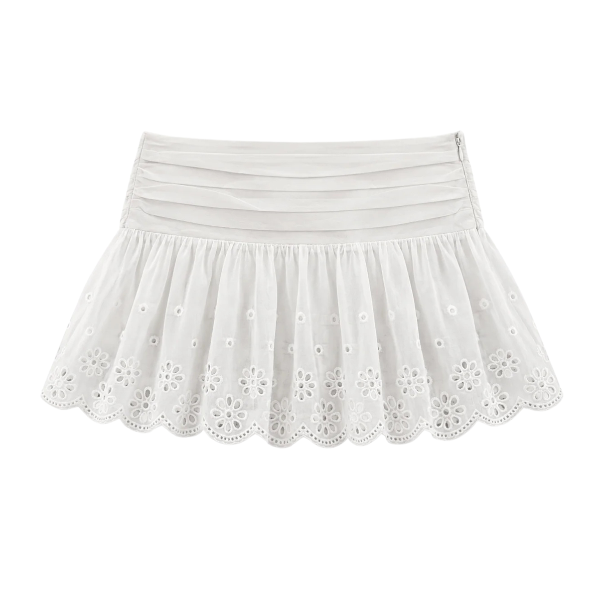 Katie J NYC Girls Camellia Rollover Eyelet Skirt Girls Casual Bottoms Katie J NYC White Y/S (7/8)