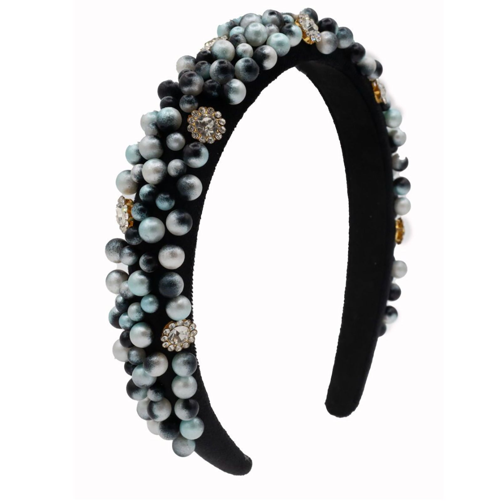 Bari Lynn Headband Velvet Pearl Jewel Accessories Bari Lynn Black One Size Fits Most (Y/7-Y/14)