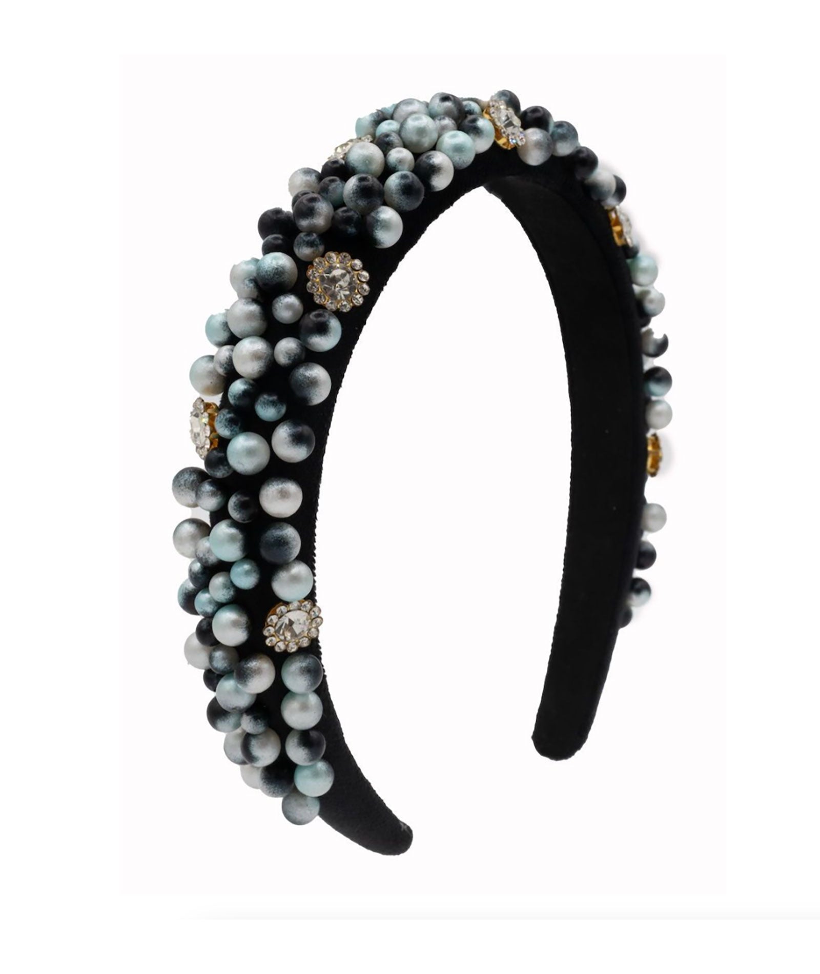 Bari Lynn Headband Velvet Pearl Jewel Accessories Bari Lynn Black One Size Fits Most (Y/7-Y/14)