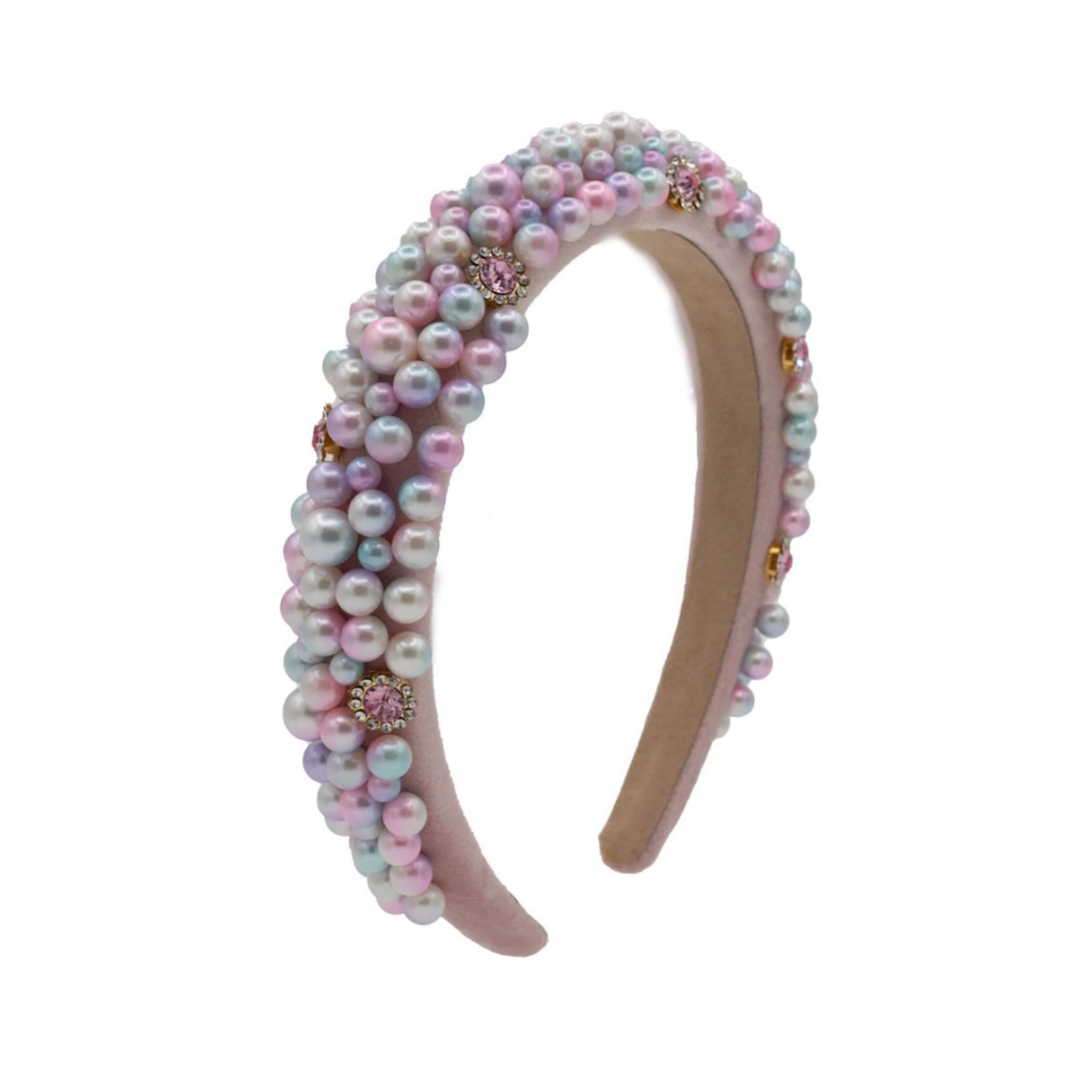 Bari Lynn Headband Velvet Pearl Jewel Accessories Bari Lynn Pink One Size Fits Most (Y/7-Y/14)