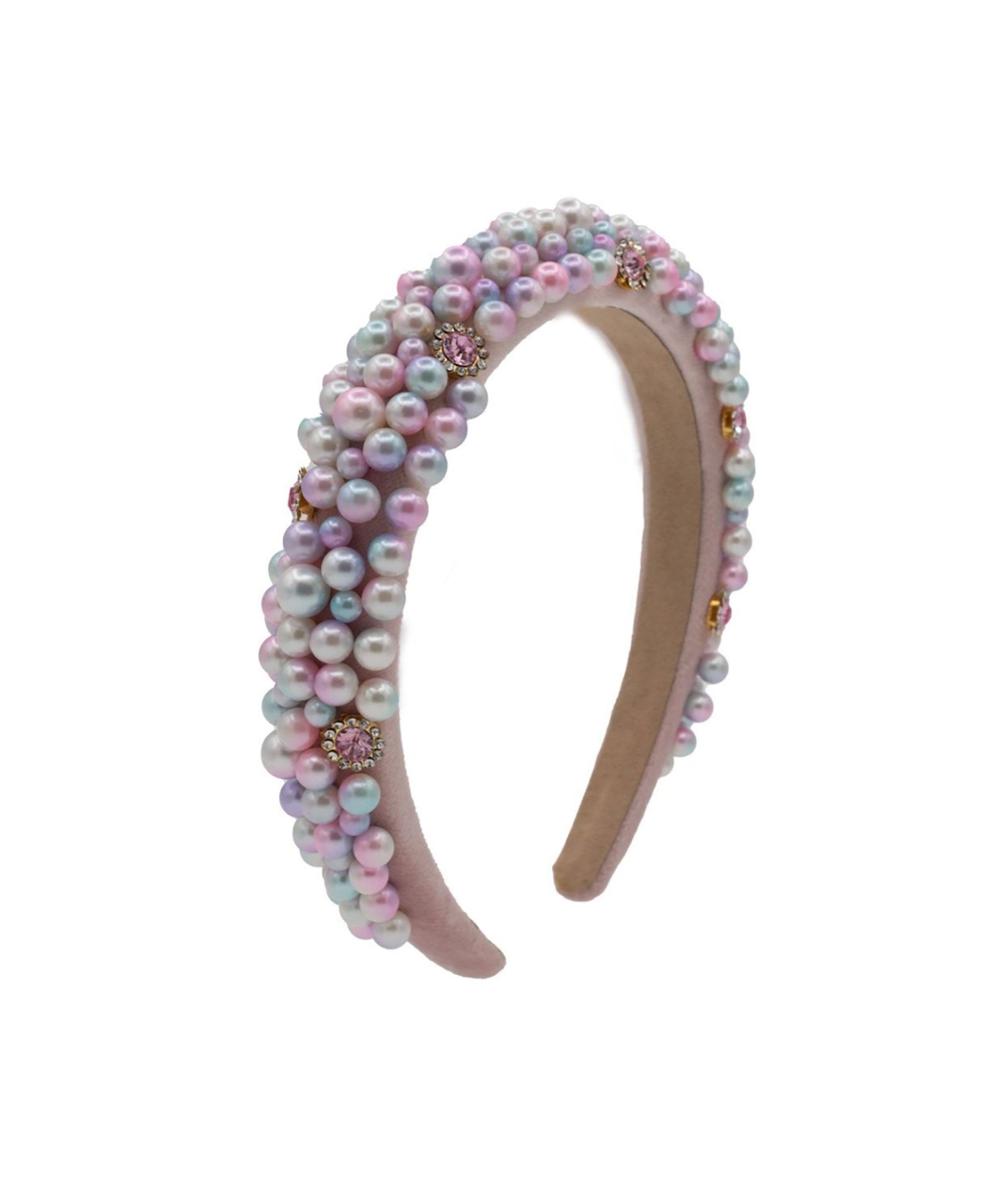 Bari Lynn Headband Velvet Pearl Jewel Accessories Bari Lynn Pink One Size Fits Most (Y/7-Y/14)