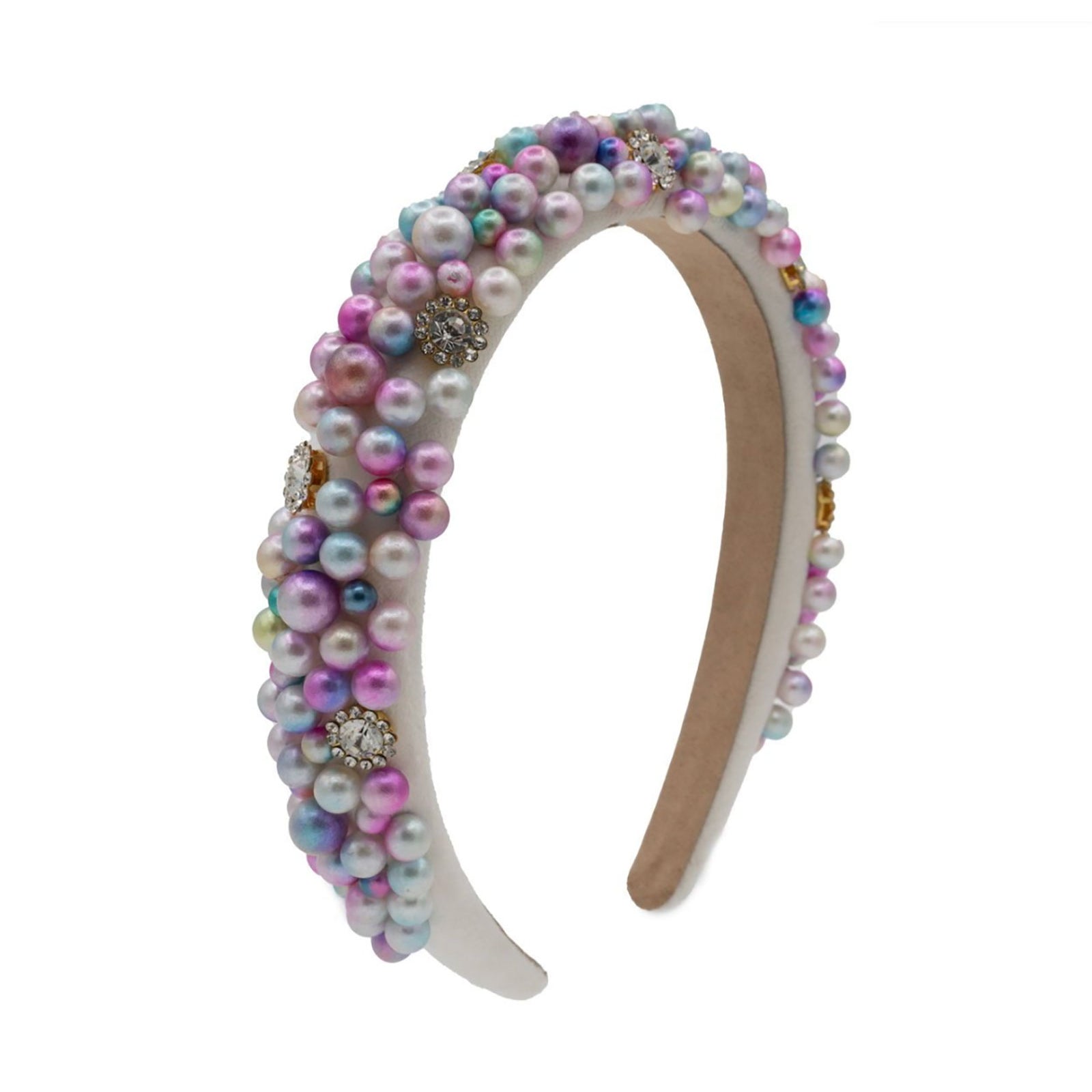 Bari Lynn Headband Velvet Pearl Jewel Accessories Bari Lynn White One Size Fits Most (Y/7-Y/14)