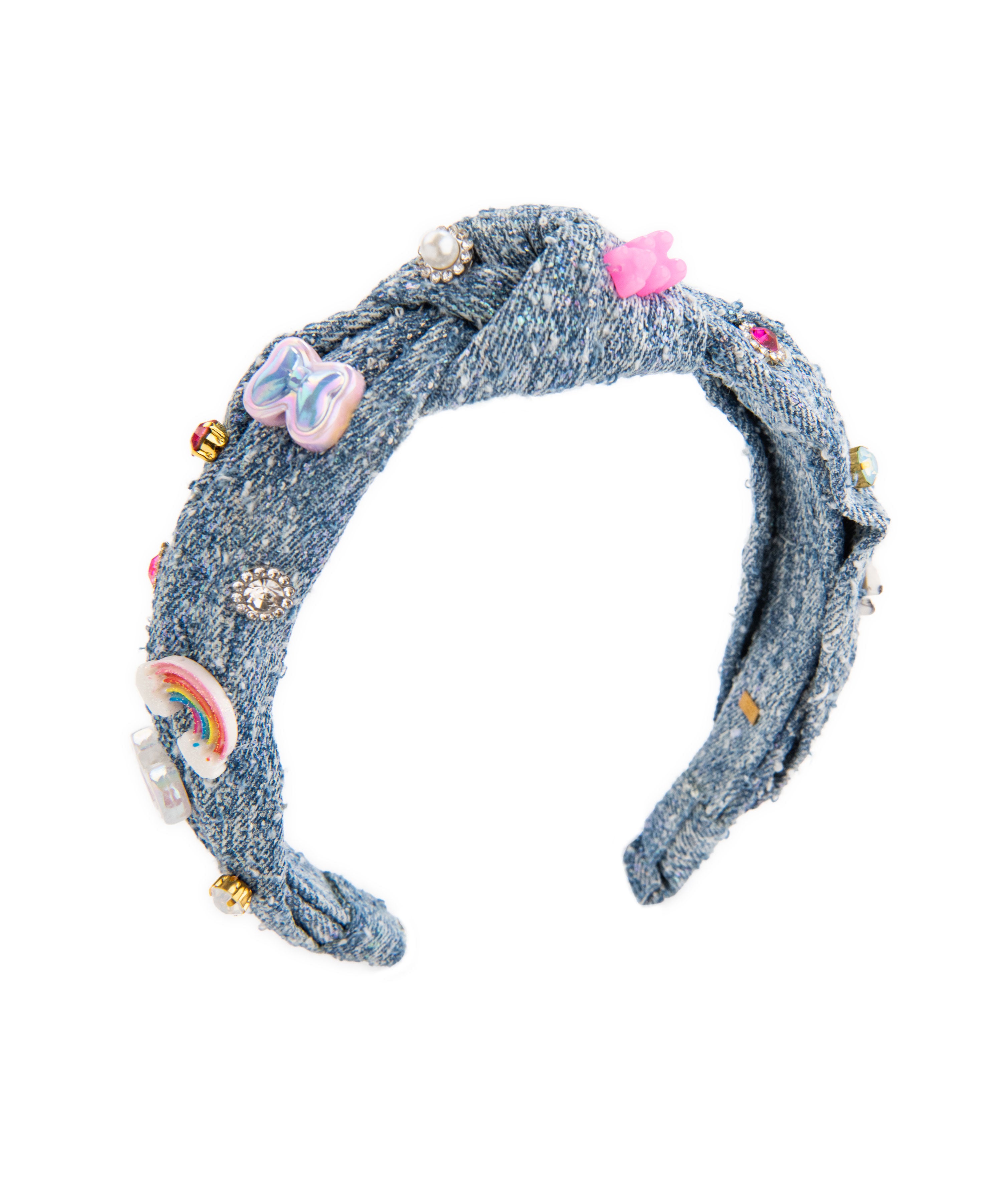 Bari Lynn Knot Headband Denim With Charms Accessories Bari Lynn Multi One Size Fits Most (Y/7-Y/14)