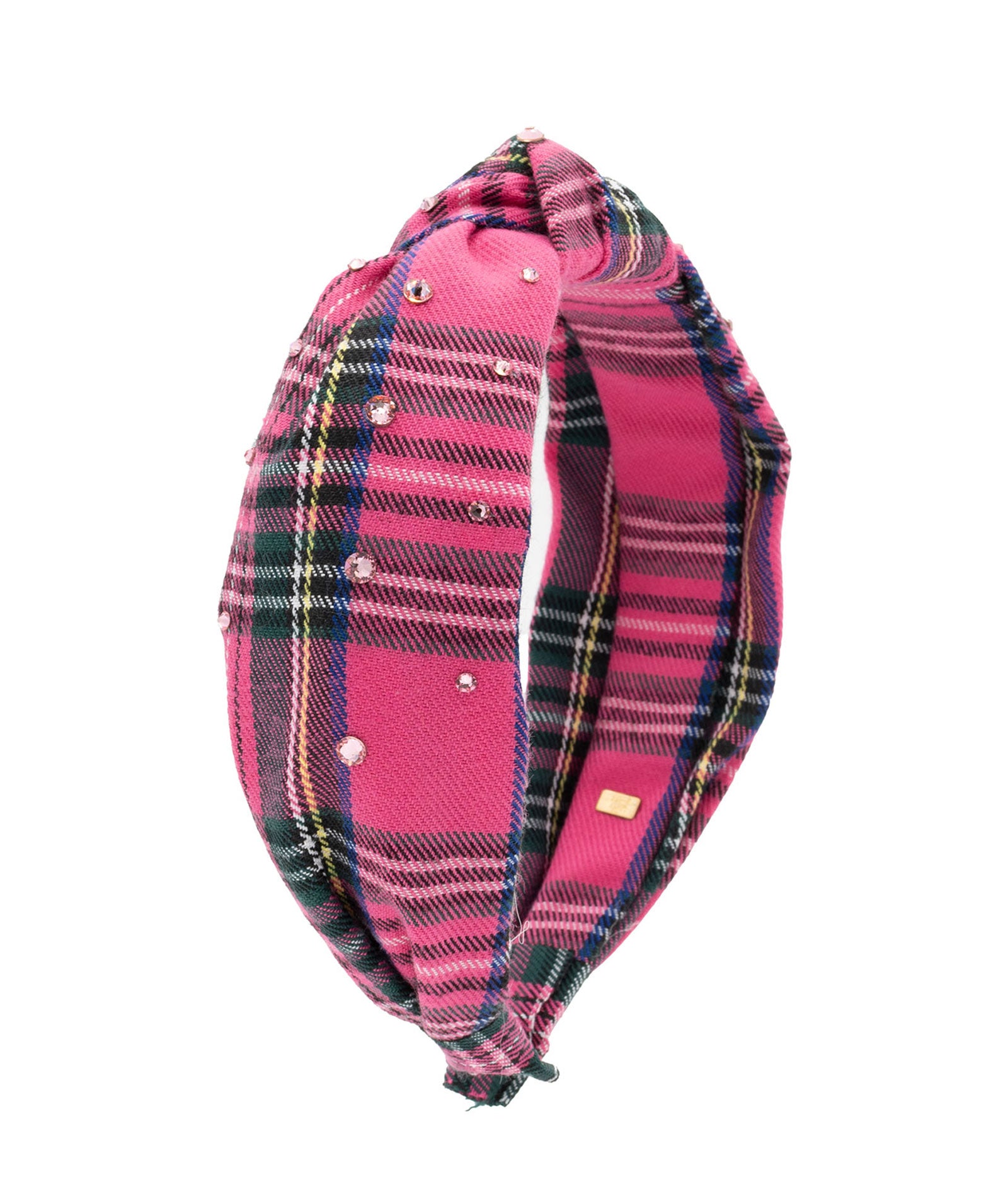 Bari Lynn Knot Headband Crystallized Pink Plaid Accessories Bari Lynn Plaid