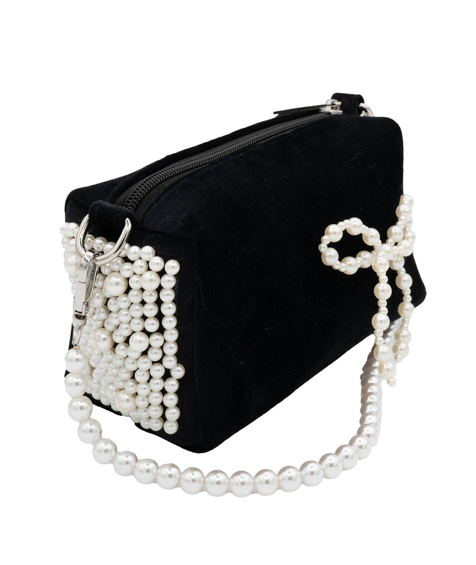 Bari Lynn Bag Velvet With Pearl Bow Accessories Bari Lynn Black