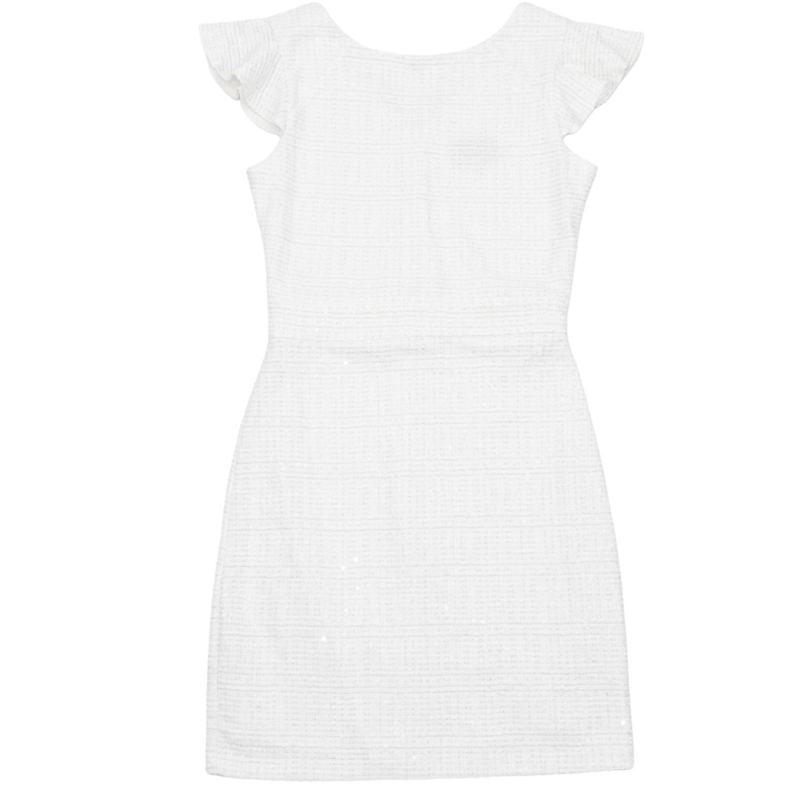 By Debra Girls Milly Flutter Sleeve Sheath Dress Ivory Sequin Boucle Girls Special Dresses By Debra Ivory Y/S (7/8)