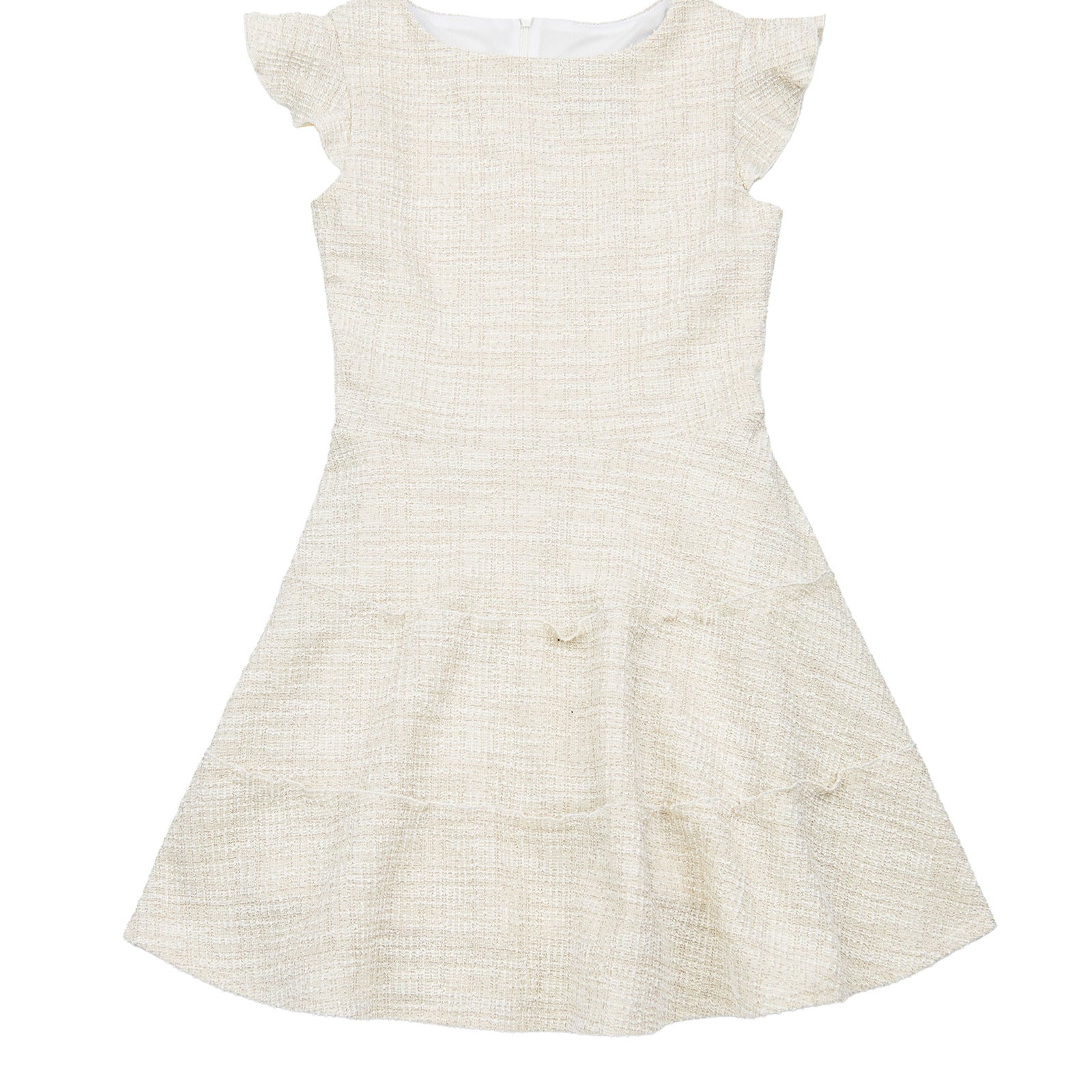 By Debra Girls Sara 3 Tier Dress Ivory/Gold Boucle Girls Special Dresses By Debra Ivory/Gold Y/XS (6X)