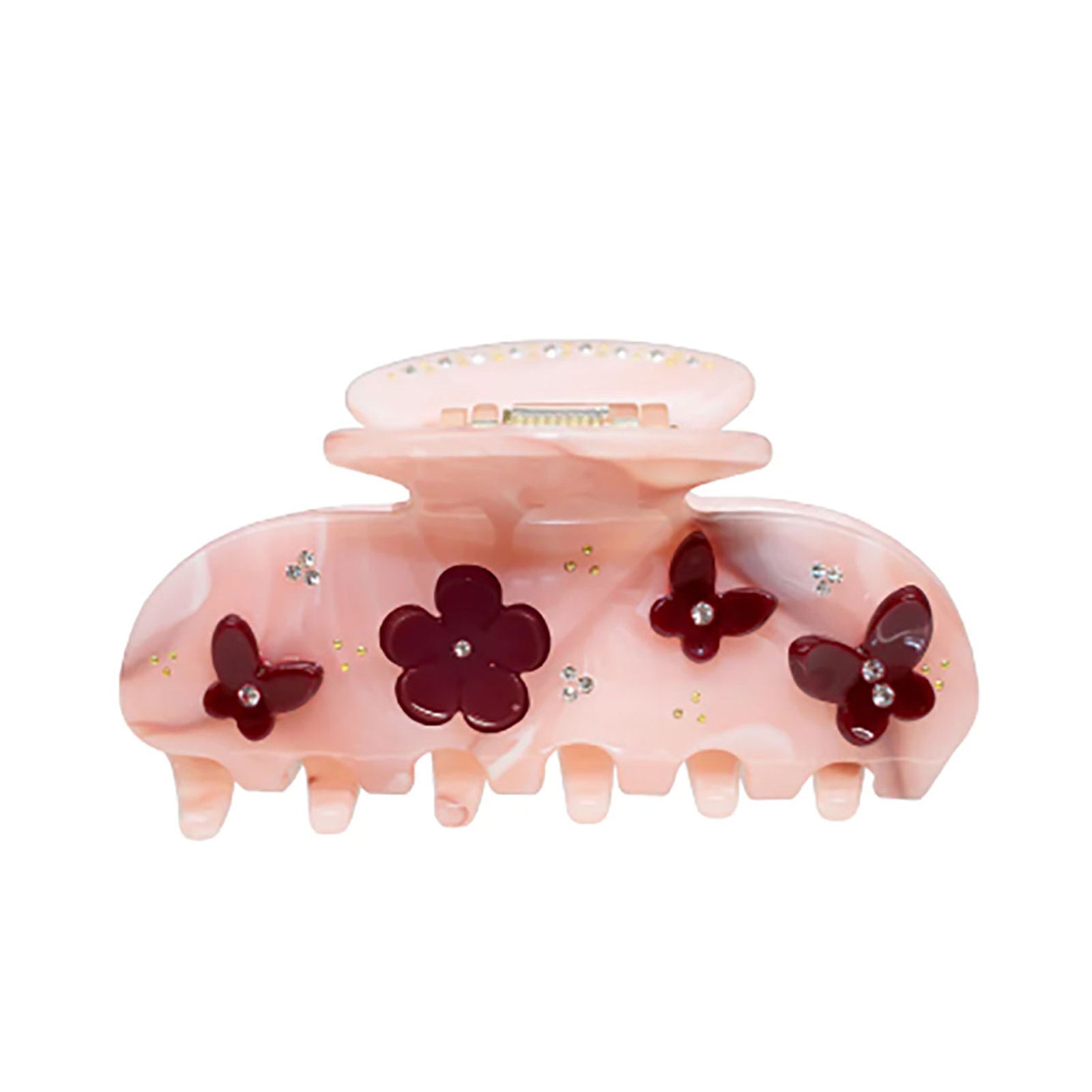 Emi Jay Sweetheart Clip in Bordeaux Chantilly Butterflies Accessories Emi Jay Red