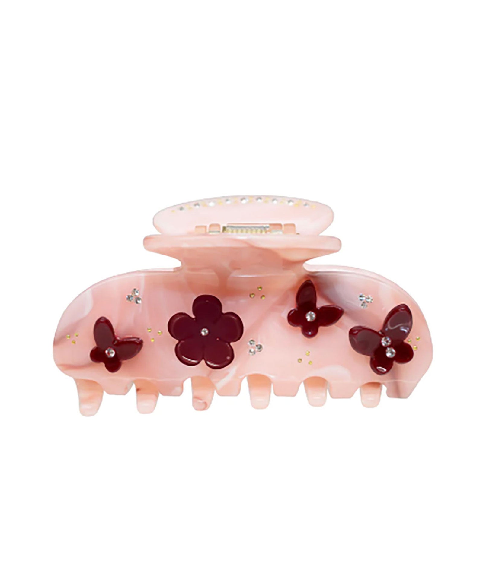 Emi Jay Sweetheart Clip in Bordeaux Chantilly Butterflies Accessories Emi Jay Red