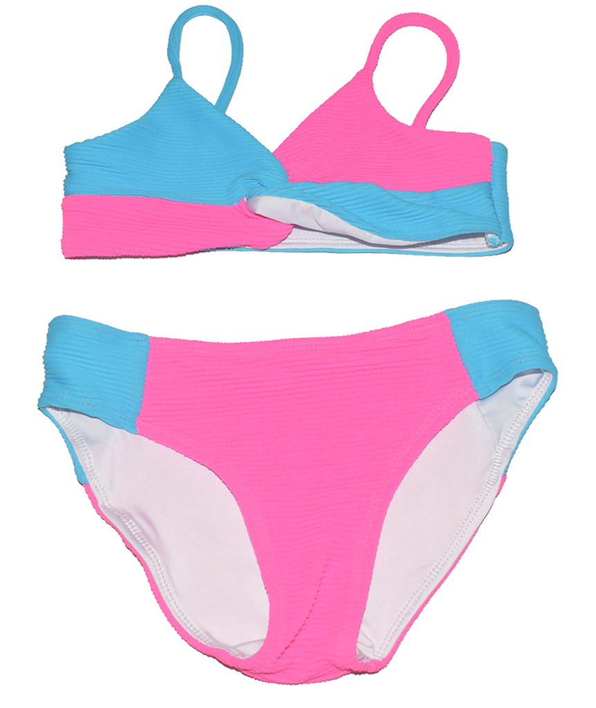 FBZ Girls Hot Pink/Turquoise Ribbed Bikini Accessories FBZ Flowers By Zoe   