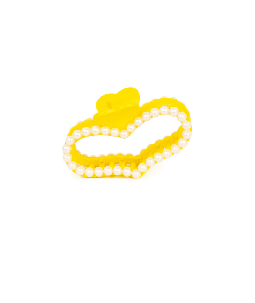 Pearl Heart Claw Hair Clips Accessories Frankie's Exclusives Yellow  