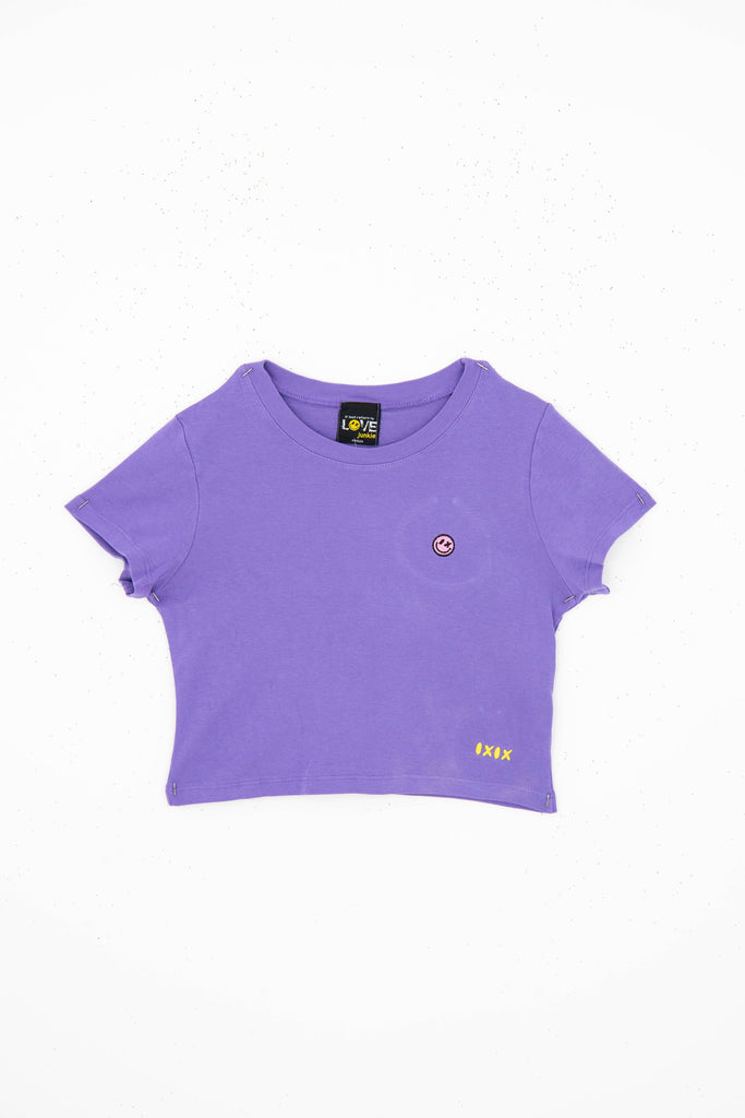 Love Junkie Girls Embroidered Baby Tee Girls Casual Tops Love Junkie Purple Y/S (7/8) 