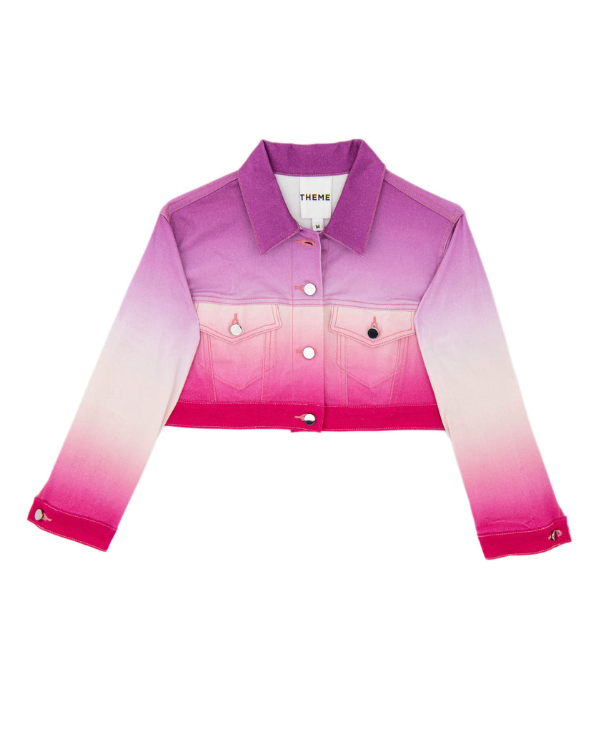 Theme Girls Crosby Cropped Jacket Pink Purple Distressed/seasonal girls Theme-NYC   
