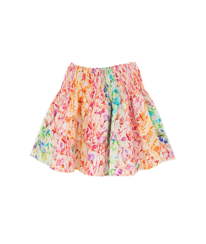 Theme Girls Jules Mini Skirt Rainbow Watercolor Floral Distressed/seasonal girls Theme-NYC   
