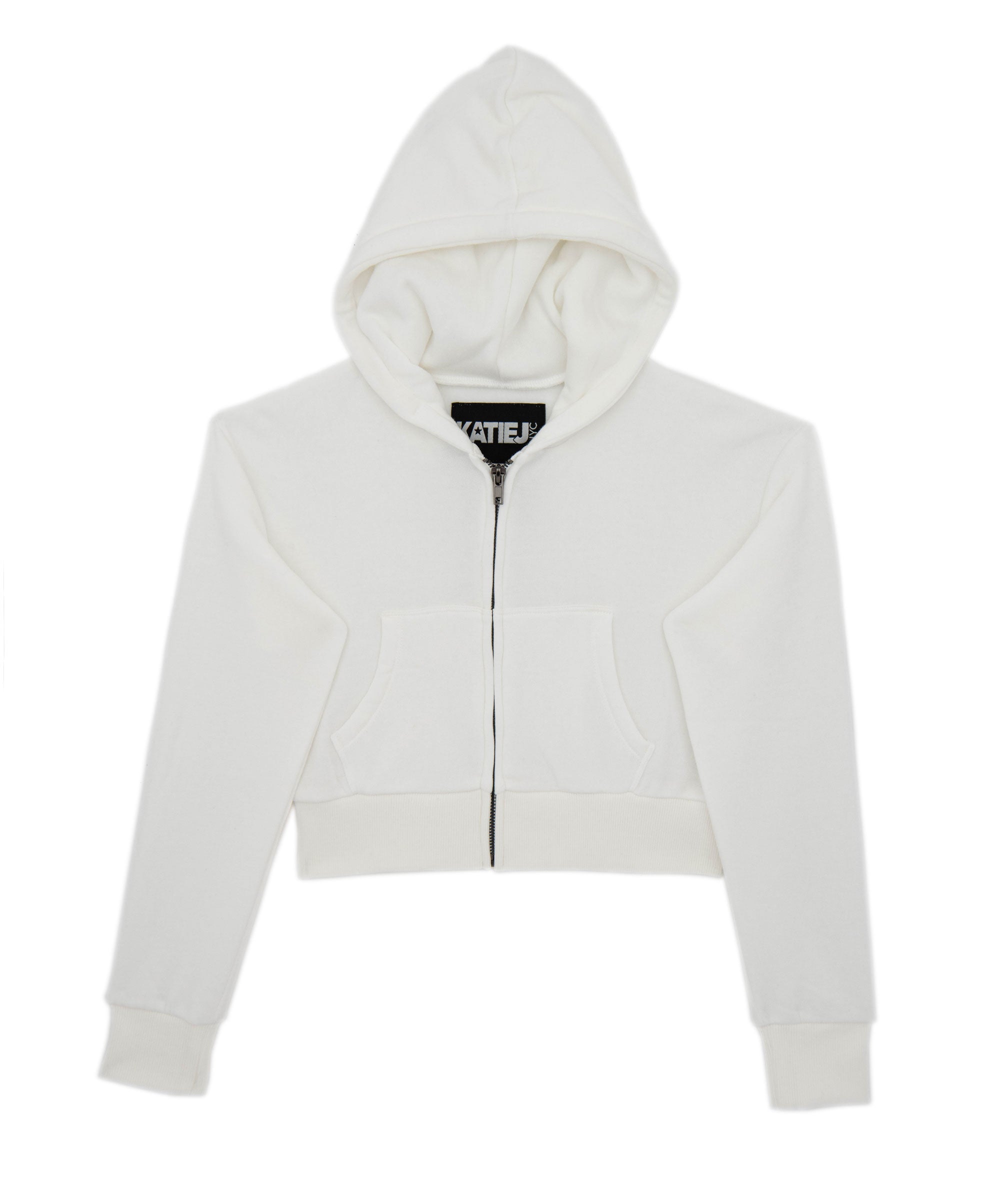 Katie J NYC Girls Dylan Crop Zip Hoodie Girls Casual Tops Katie J NYC White Y/S (7/8)