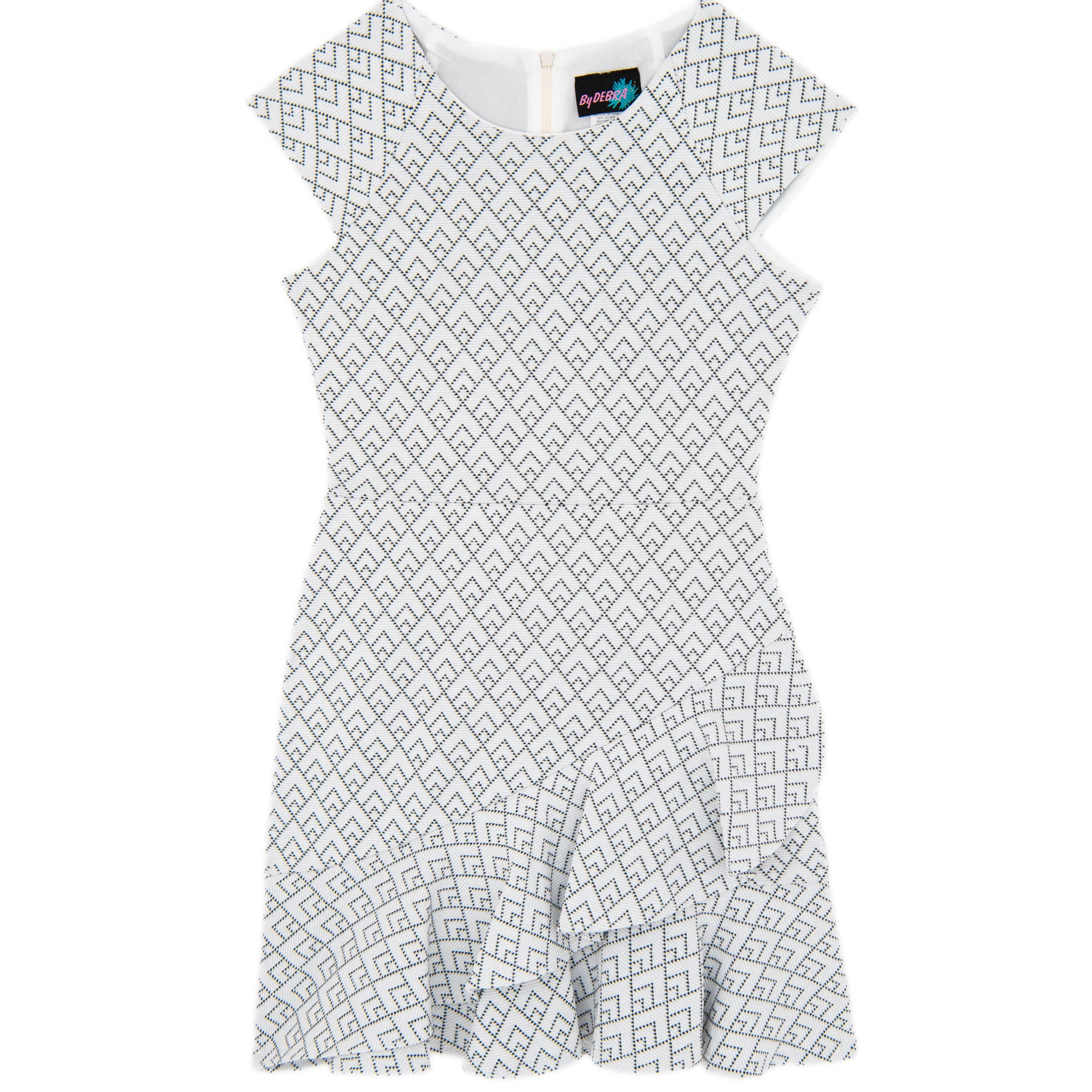 By Debra Girls Kate Ivory/Black Slanted Ruffle Dress Girls Special Dresses By Debra Ivory Y/XS (6X)