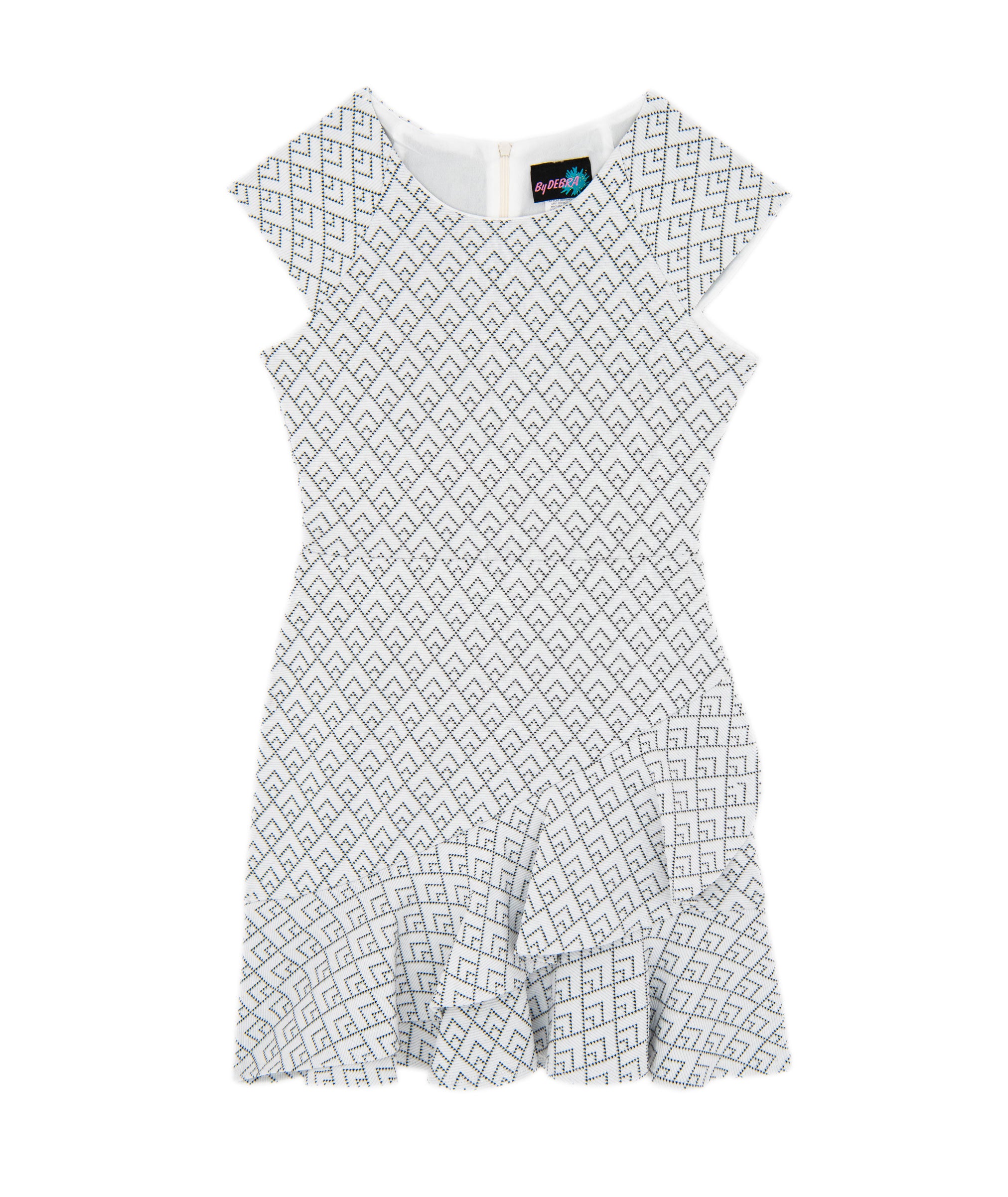 By Debra Girls Kate Ivory/Black Slanted Ruffle Dress Girls Special Dresses By Debra Ivory Y/XS (6X)