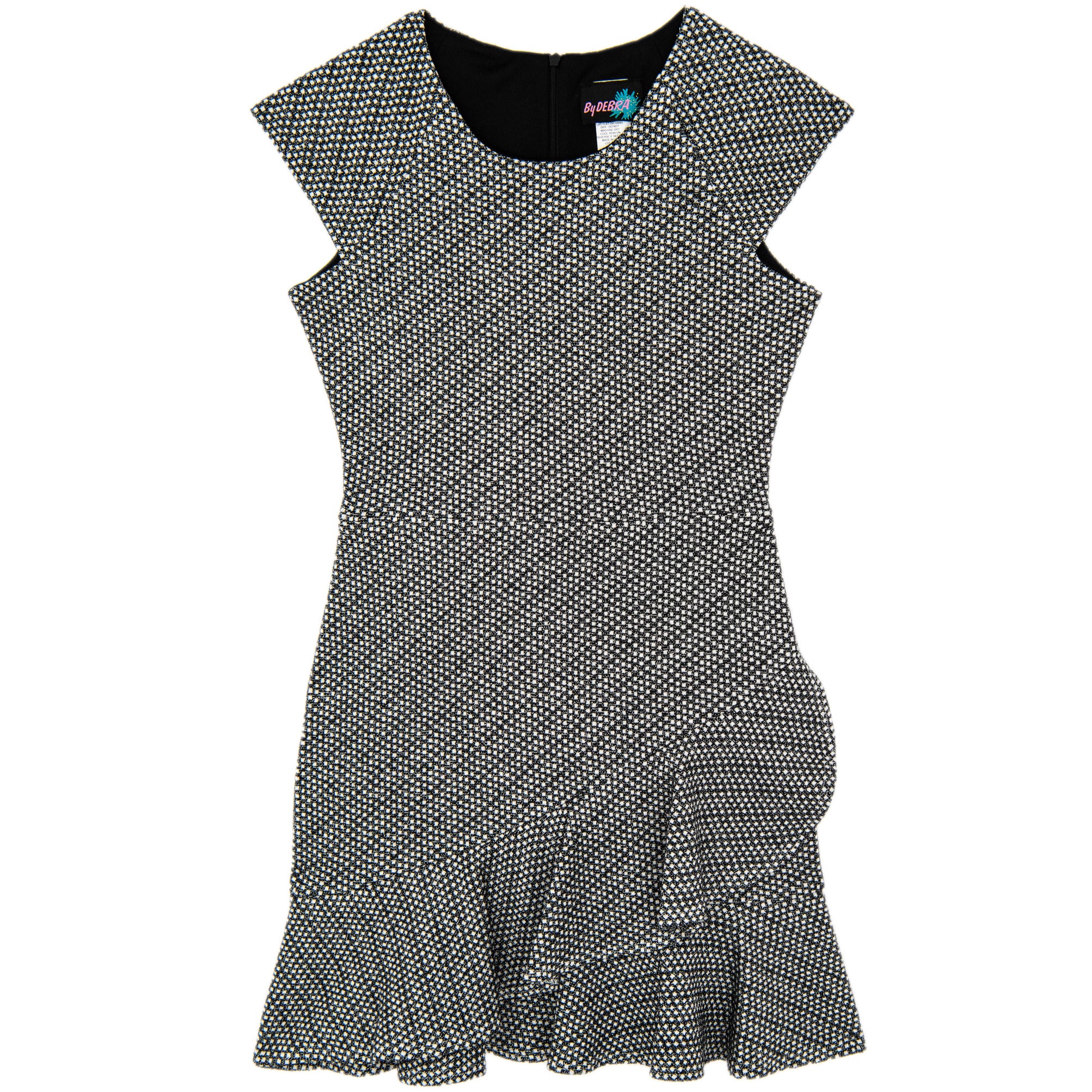 By Debra Girls Kate Black/White Slanted Ruffle Dress Girls Special Dresses By Debra Black/White Y/XS (6X)