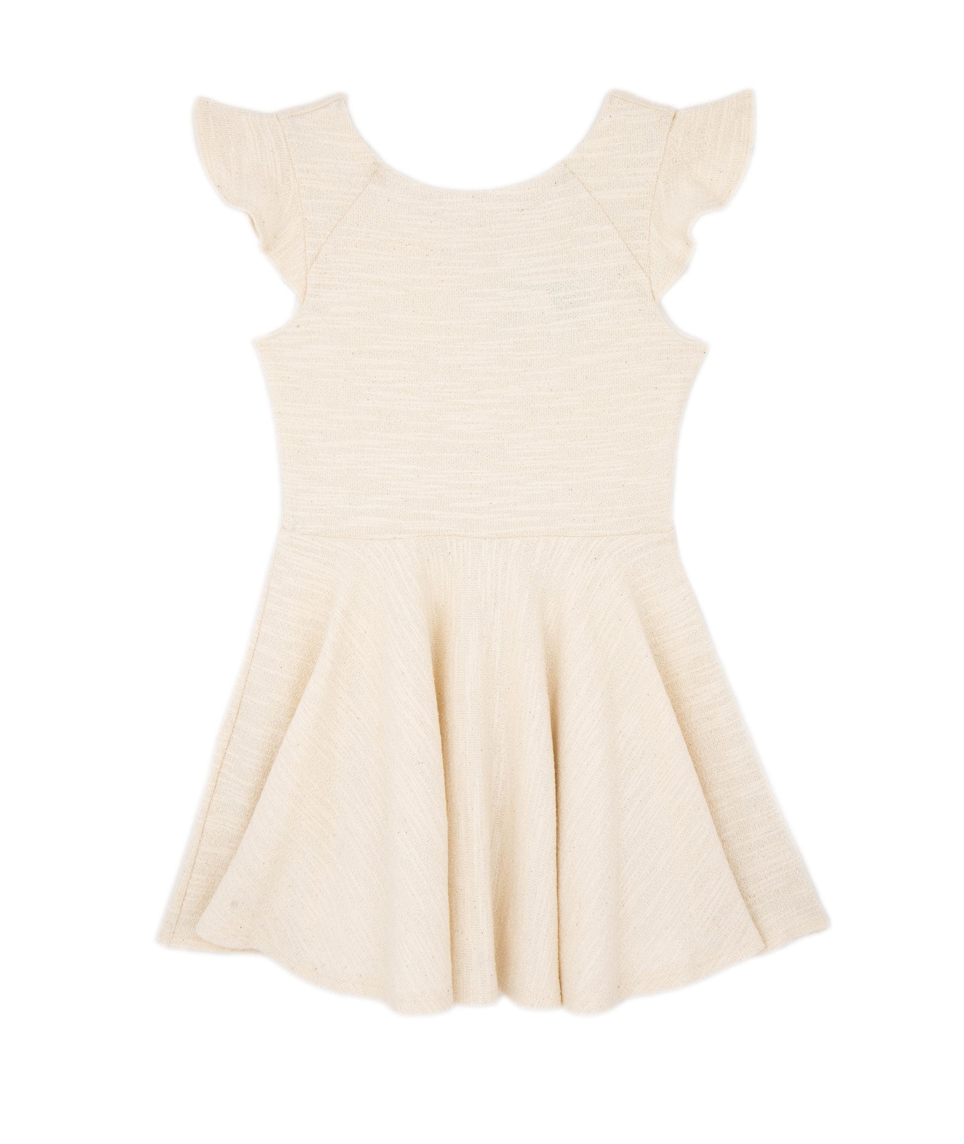 By Debra Girls Nadine Ivory Boucle Flutter Sleeve Fit and Flare Dress Girls Special Dresses By Debra Ivory Y/XS (6X)