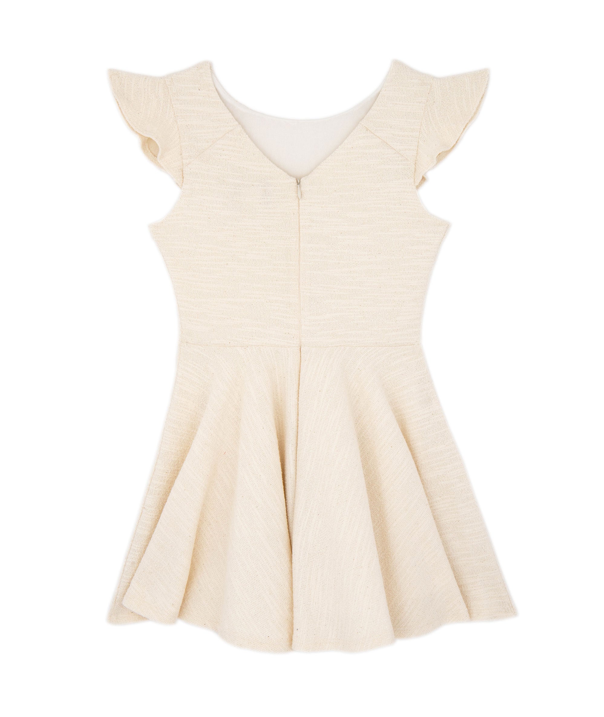 By Debra Girls Nadine Ivory Boucle Flutter Sleeve Fit and Flare Dress Girls Special Dresses By Debra