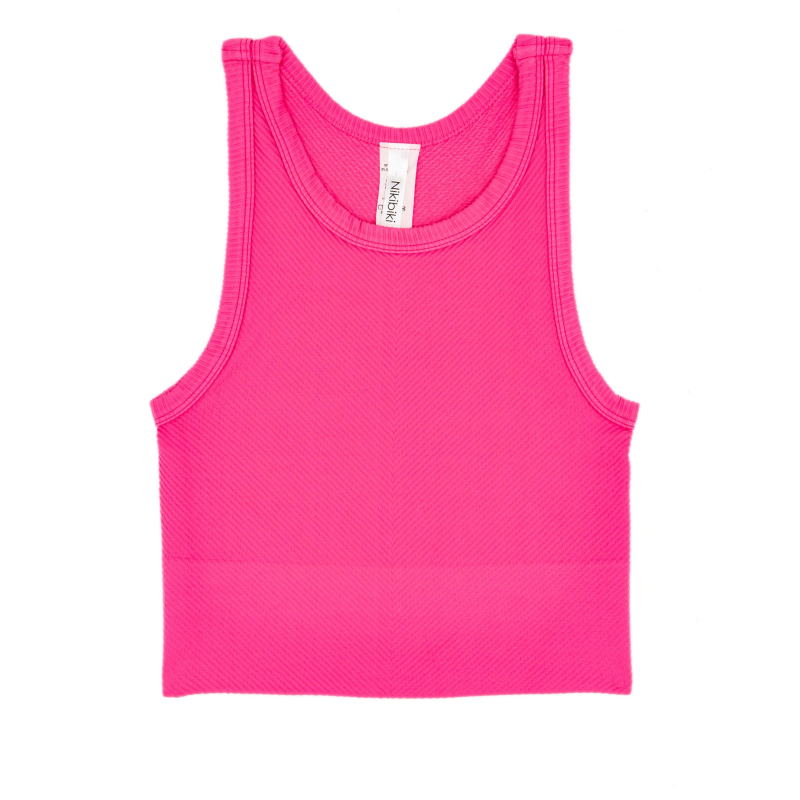 Sawyer Chevron Highneck Crop Top Women 2 Distressed/seasonal womens Niki Biki Juniors/Women One Size Hot Pink