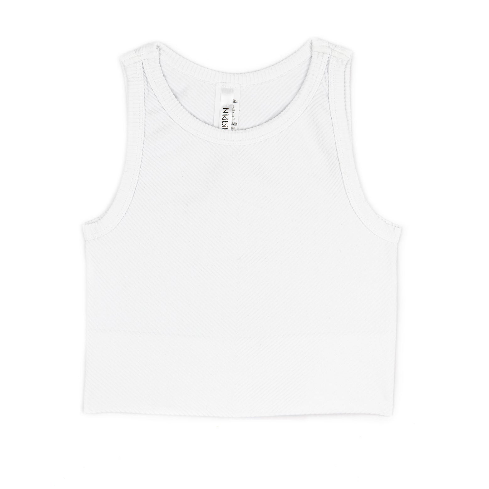 Sawyer Chevron Highneck Crop Top Women 2 Distressed/seasonal womens Niki Biki Juniors/Women One Size White