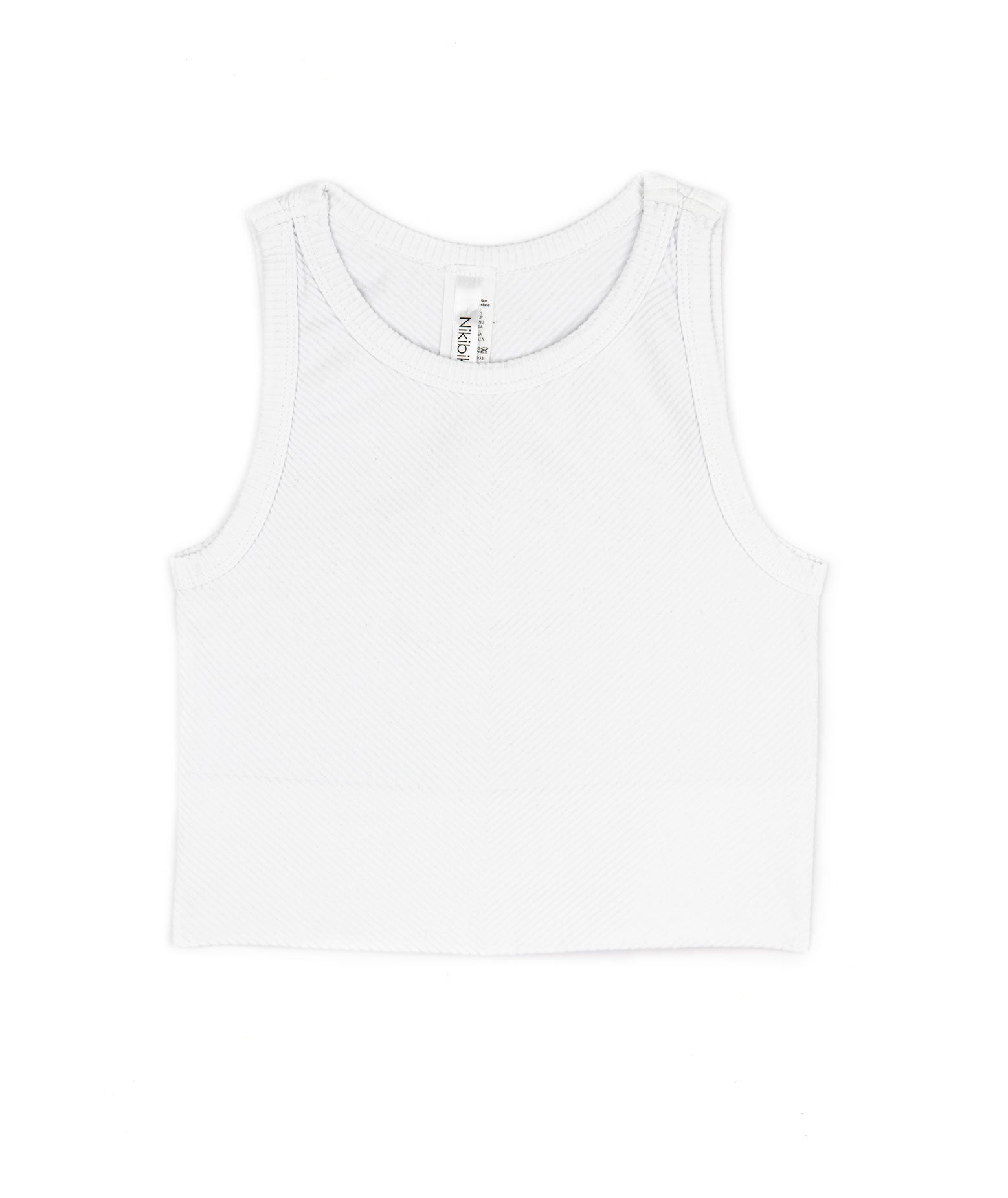 Sawyer Chevron Highneck Crop Top Women 2 Distressed/seasonal womens Niki Biki Juniors/Women One Size White