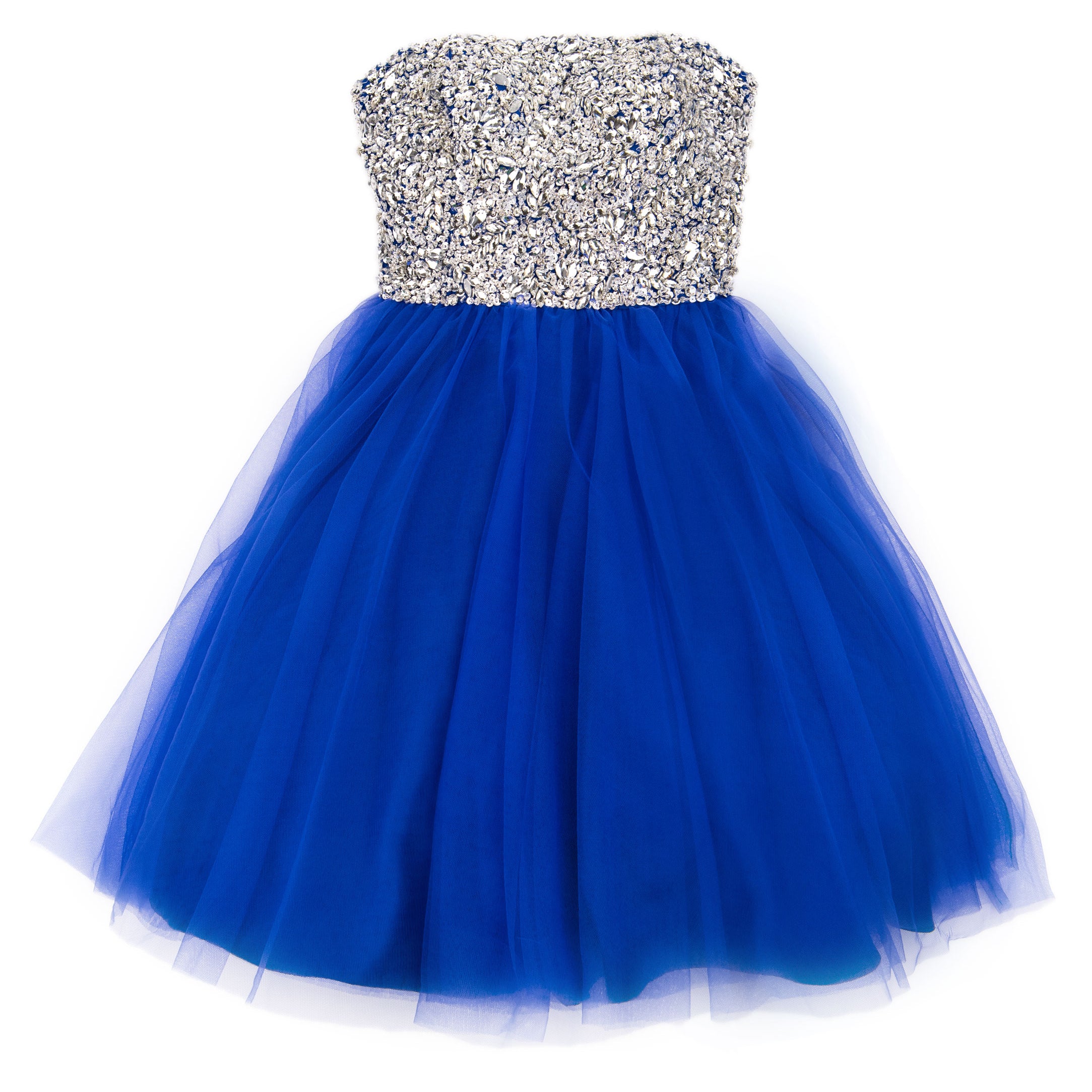 Jovani Juniors Ulla Crystal Tulle Dress Royal Blue Girls Special Dresses Jovani Blue Juniors/Women 00