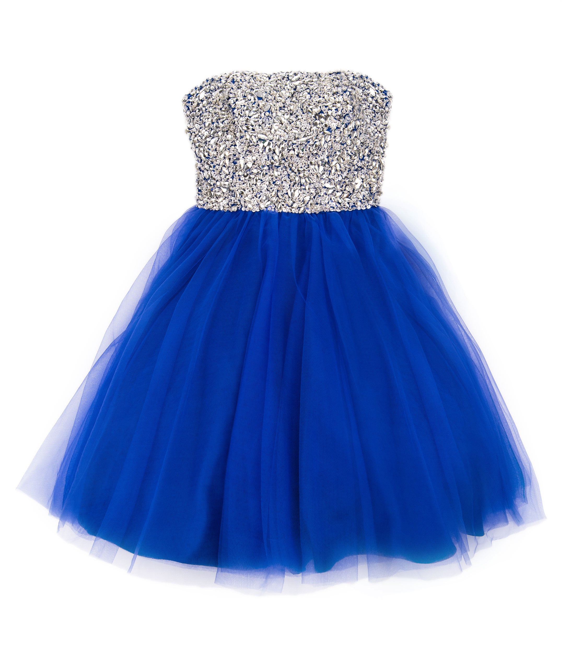Jovani Juniors Ulla Crystal Tulle Dress Royal Blue Girls Special Dresses Jovani Blue Juniors/Women 00