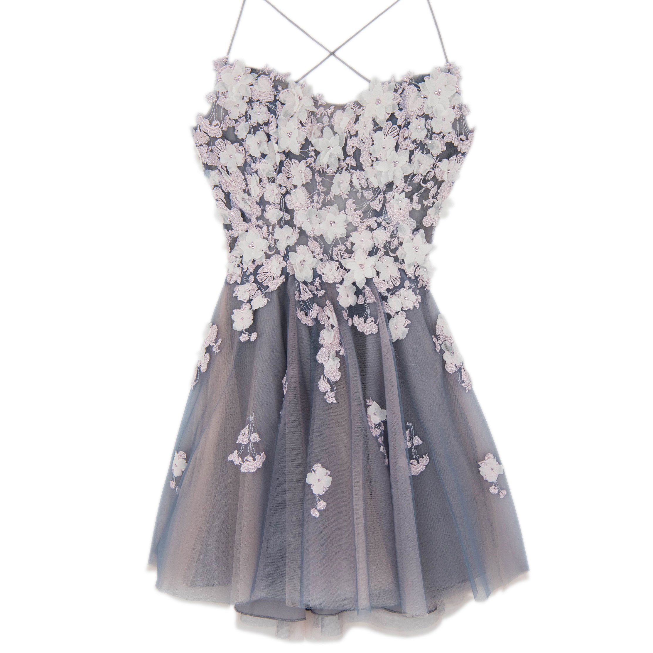 Alyce Women Grey Penelope Floral Tulle Dress Girls Special Dresses Alyce Grey Juniors/Women 000